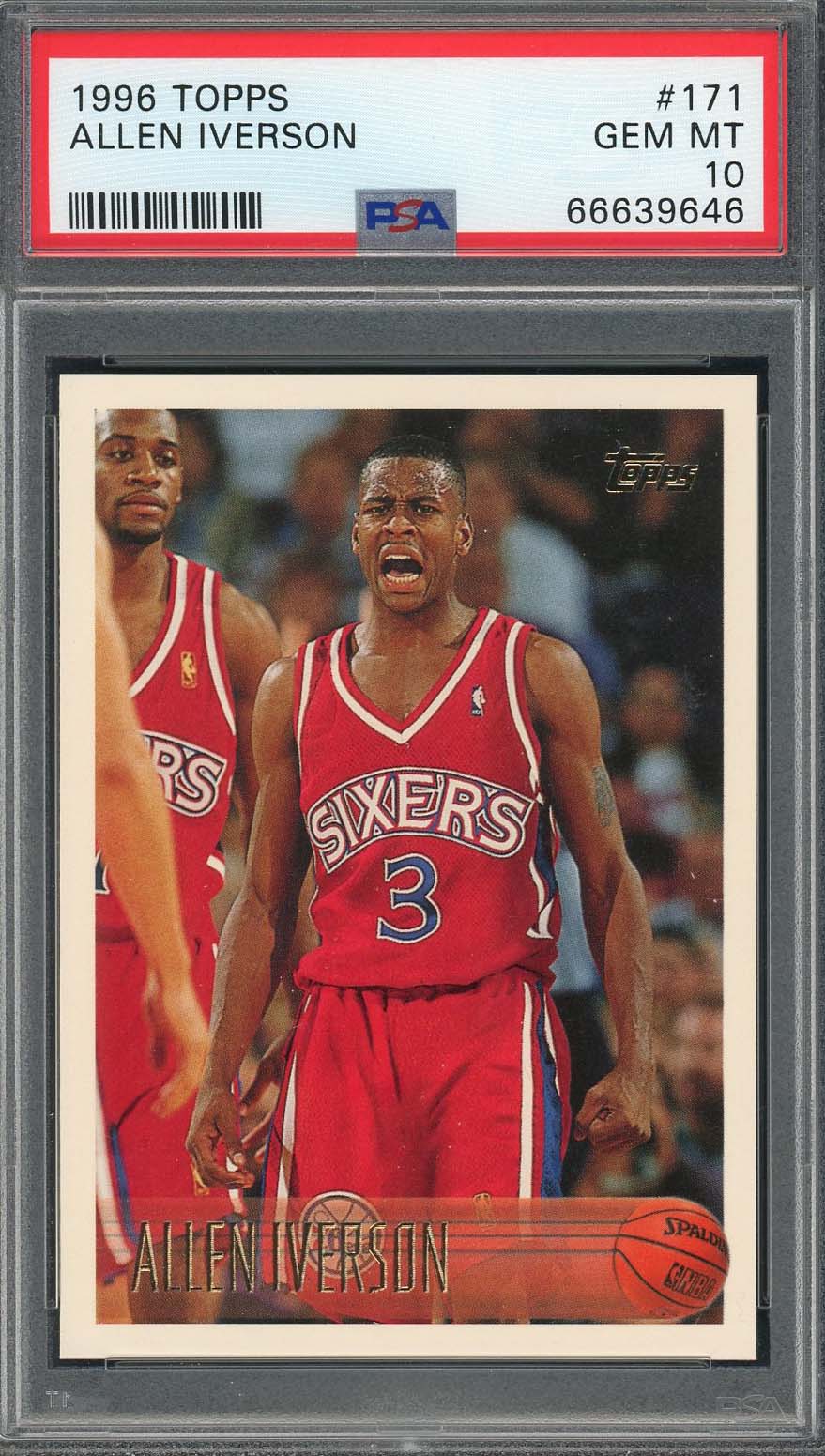 Allen Iverson 1996 Topps Basketball Rookie Card RC #171 Graded PSA 10 Allen Iverson 1996 Topps Basketball Rookie Card RC #171 Graded PSA 10