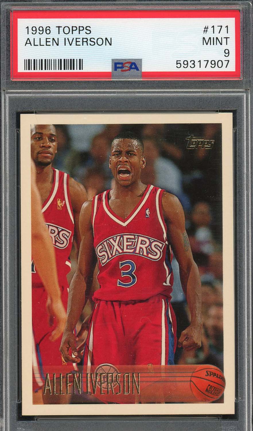 Allen Iverson 1996 Topps Basketball Rookie Card #171 Graded PSA 9 Allen Iverson 1996 Topps Basketball Rookie Card #171 Graded PSA 9