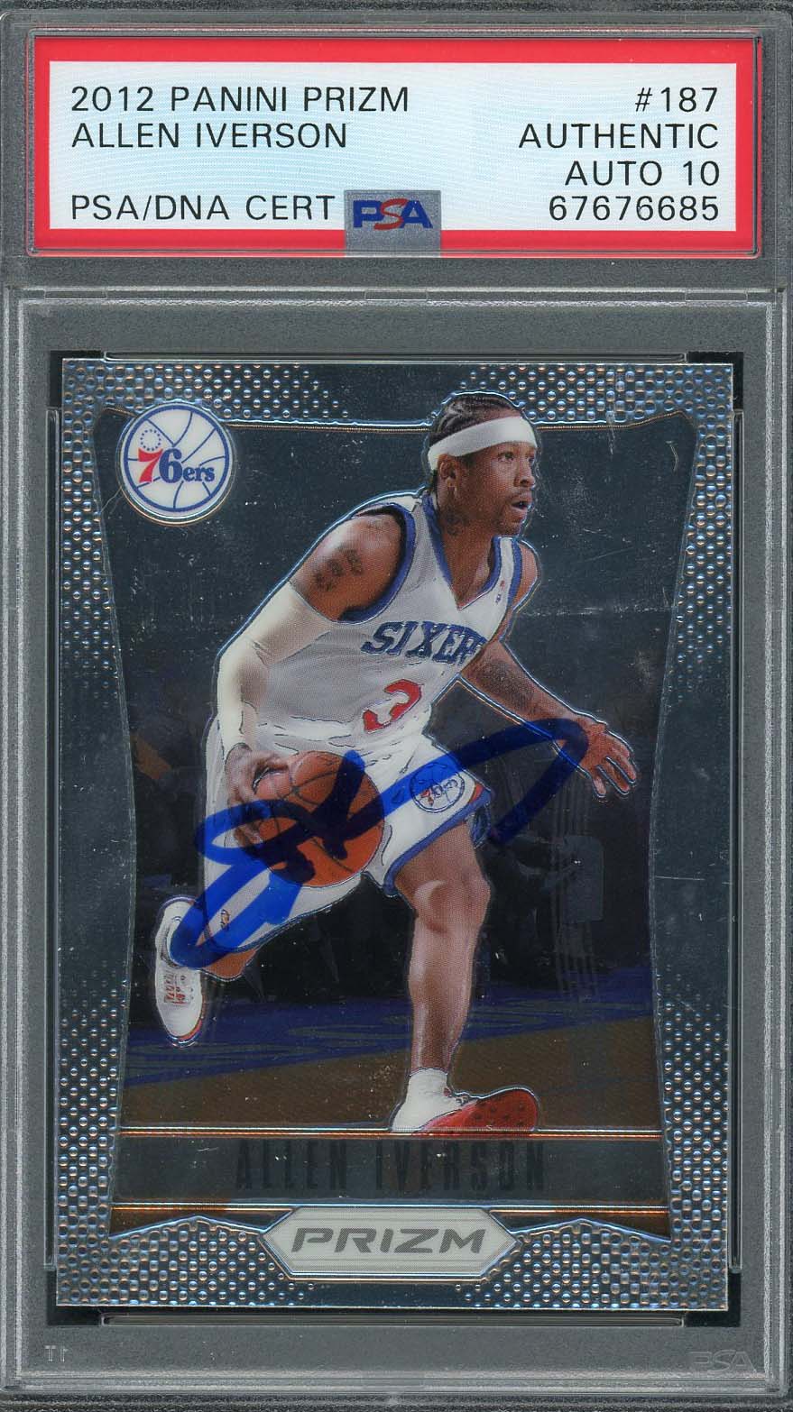 Allen Iverson 2012 Panini Prizm Signed Card #187 Auto Graded PSA 10 Allen Iverson 2012 Panini Prizm Signed Card #187 Auto Graded PSA 10