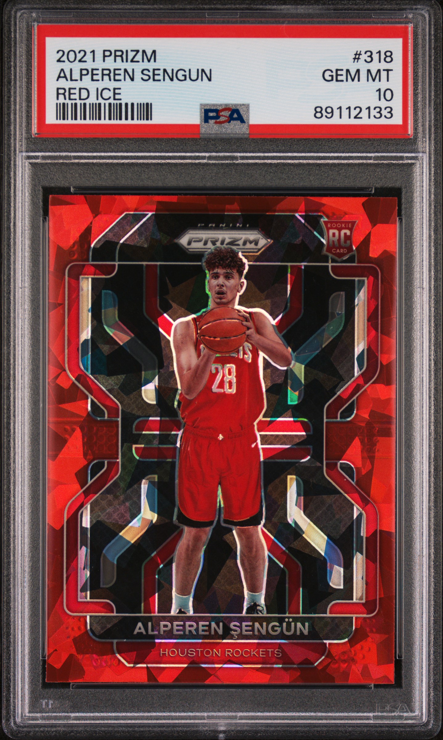 Alperen Sengun 2021 Panini Prizm Red Ice Rookie Card #318 Graded PSA 10