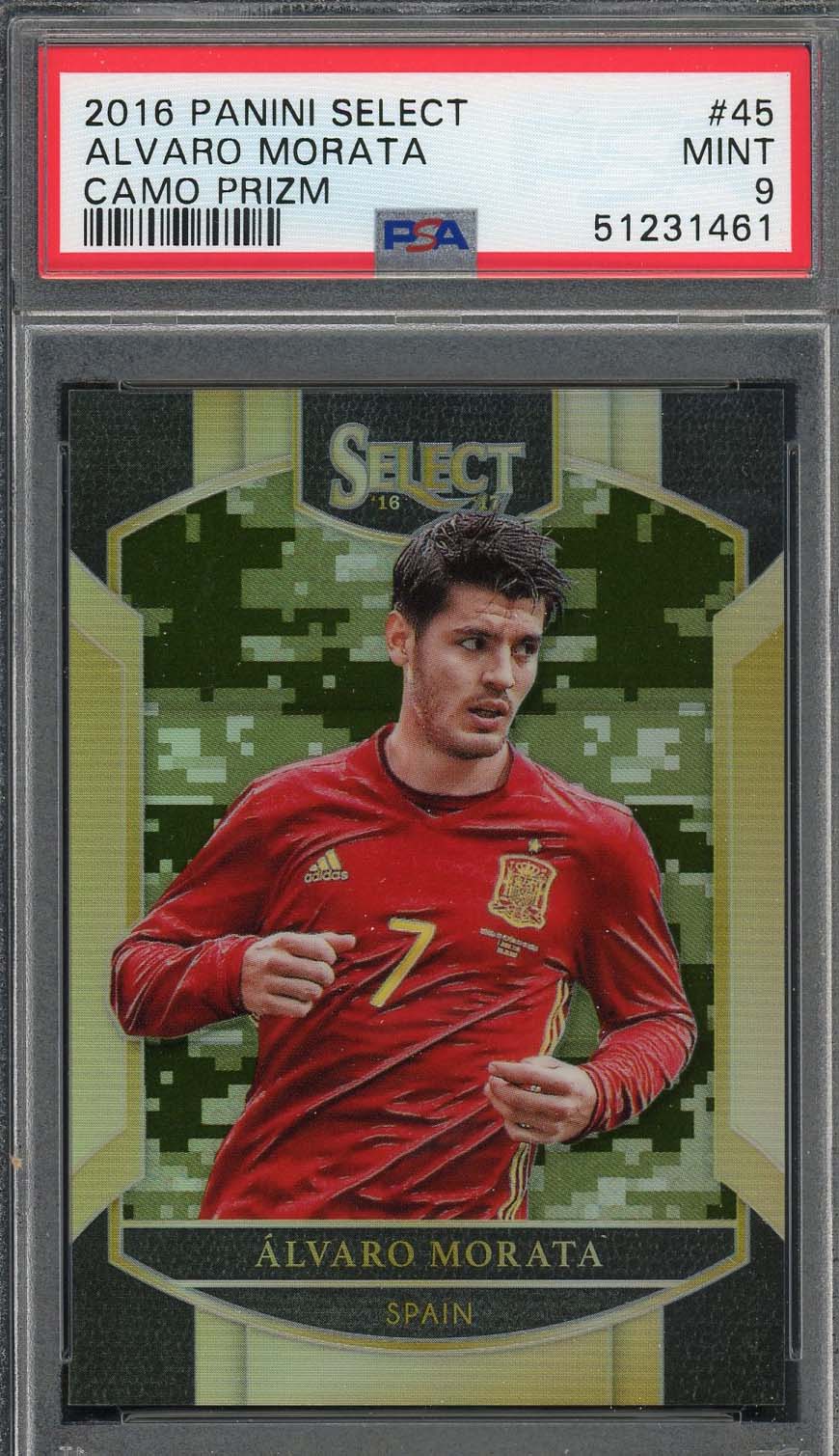Alvaro Morata 2016 Panini Select Camo Prizm Card #45 PSA 9 /20