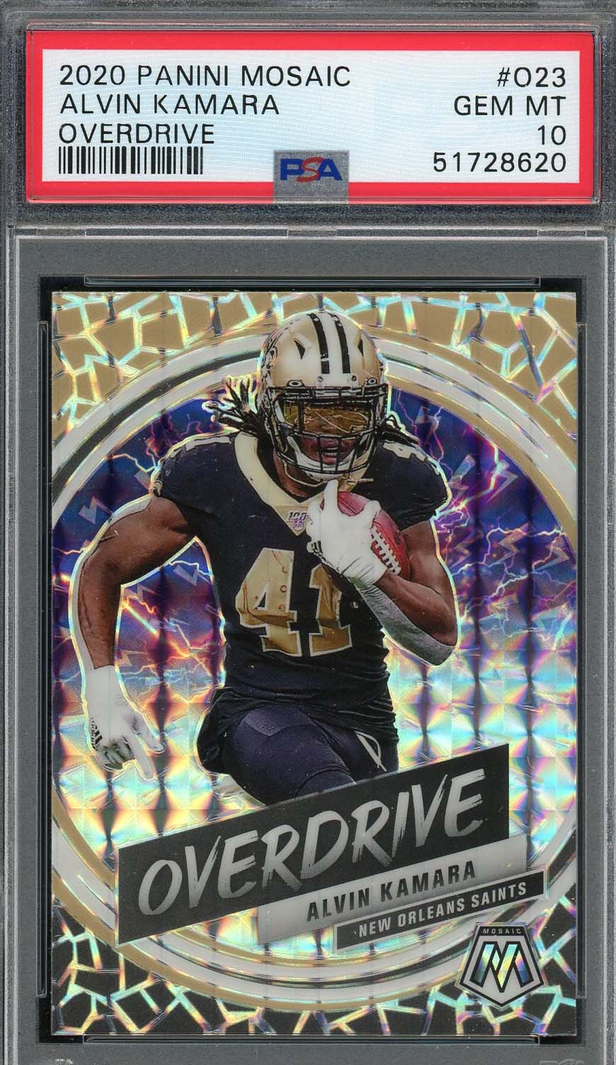 Alvin Kamara 2020 Panini Mosaic Football Card #O23 Graded PSA 10