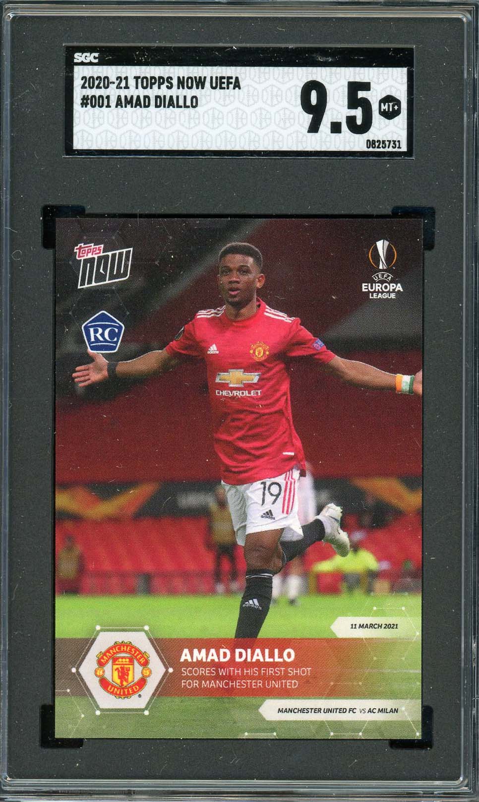 Amad Diallo 2020-21 Topps Now UEFA Soccer Rookie Card RC #001 Graded SGC 9.5 MINT Amad Diallo 2020-21 Topps Now UEFA Soccer Rookie Card RC #001 Graded SGC 9.5 MINT