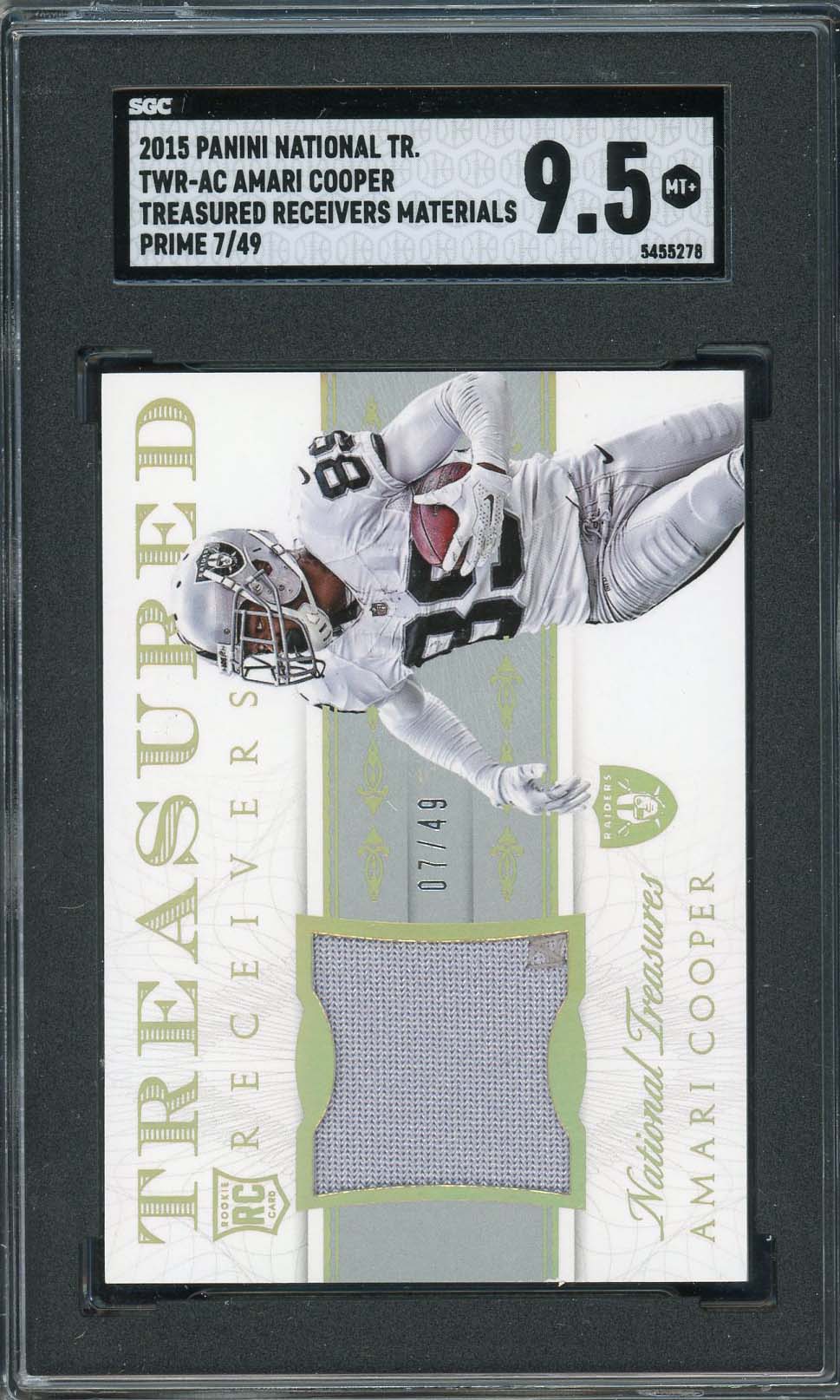 Amari Cooper 2015 Panini National Treasured Rookie Card #TWR-AC SGC 9.5 /49