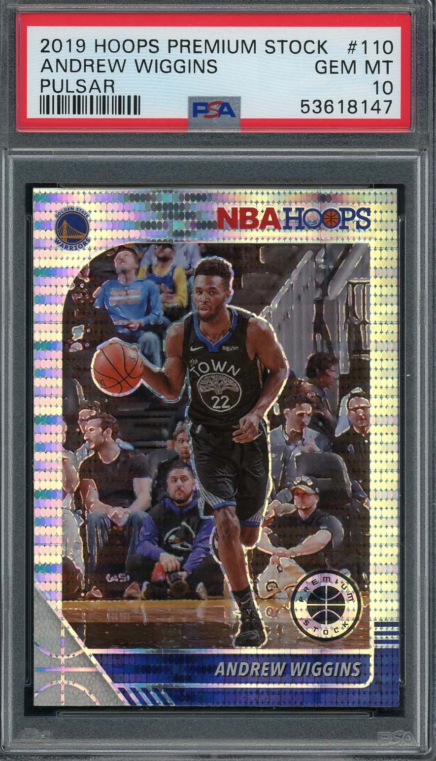 Andrew Wiggins 2019 Hoops Premium Stock Pulsar Basketball Card #110 PSA 10 Andrew Wiggins 2019 Hoops Premium Stock Pulsar Basketball Card #110 PSA 10