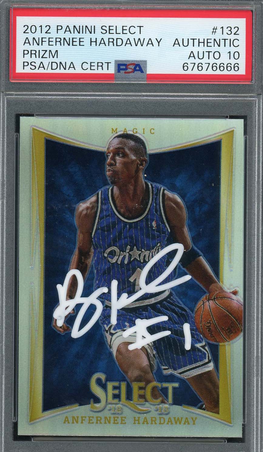 Anfernee Hardaway 2012 Panini Select Silver Prizm Card #132 Auto Graded PSA 10 Anfernee Hardaway 2012 Panini Select Silver Prizm Card #132 Auto Graded PSA 10