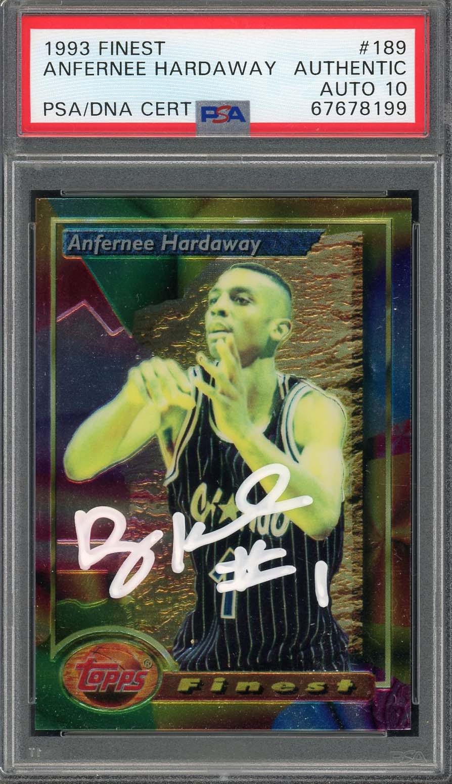 Anfernee Penny Hardaway 1993 Topps Finest Signed Rookie Card #189 Auto PSA 10