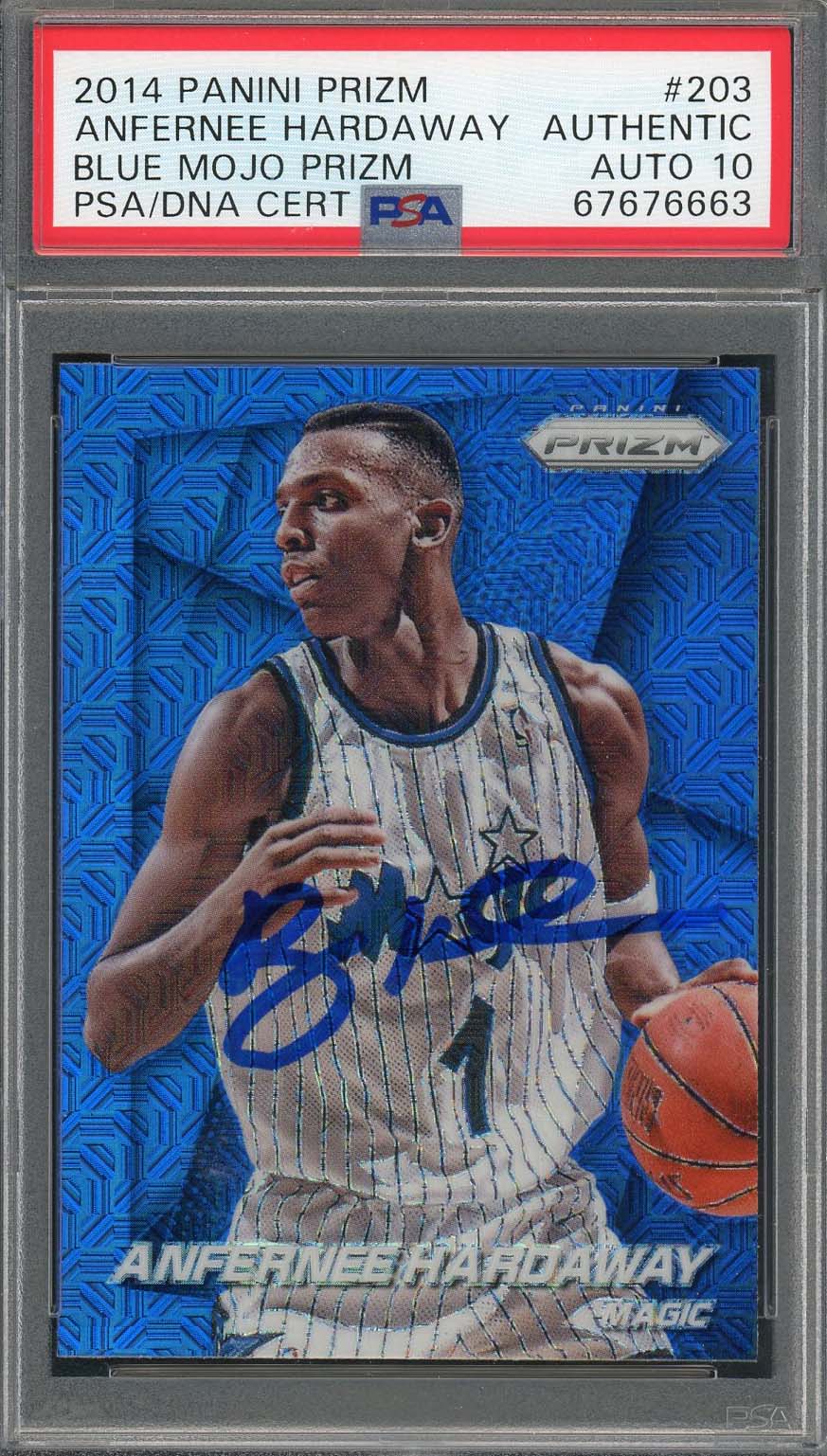 Anfernee Hardaway 2014 Panini Blue Mojo Prizm Signed Card 203 Auto Graded PSA 10 Anfernee Hardaway 2014 Panini Blue Mojo Prizm Signed Card 203 Auto Graded PSA 10