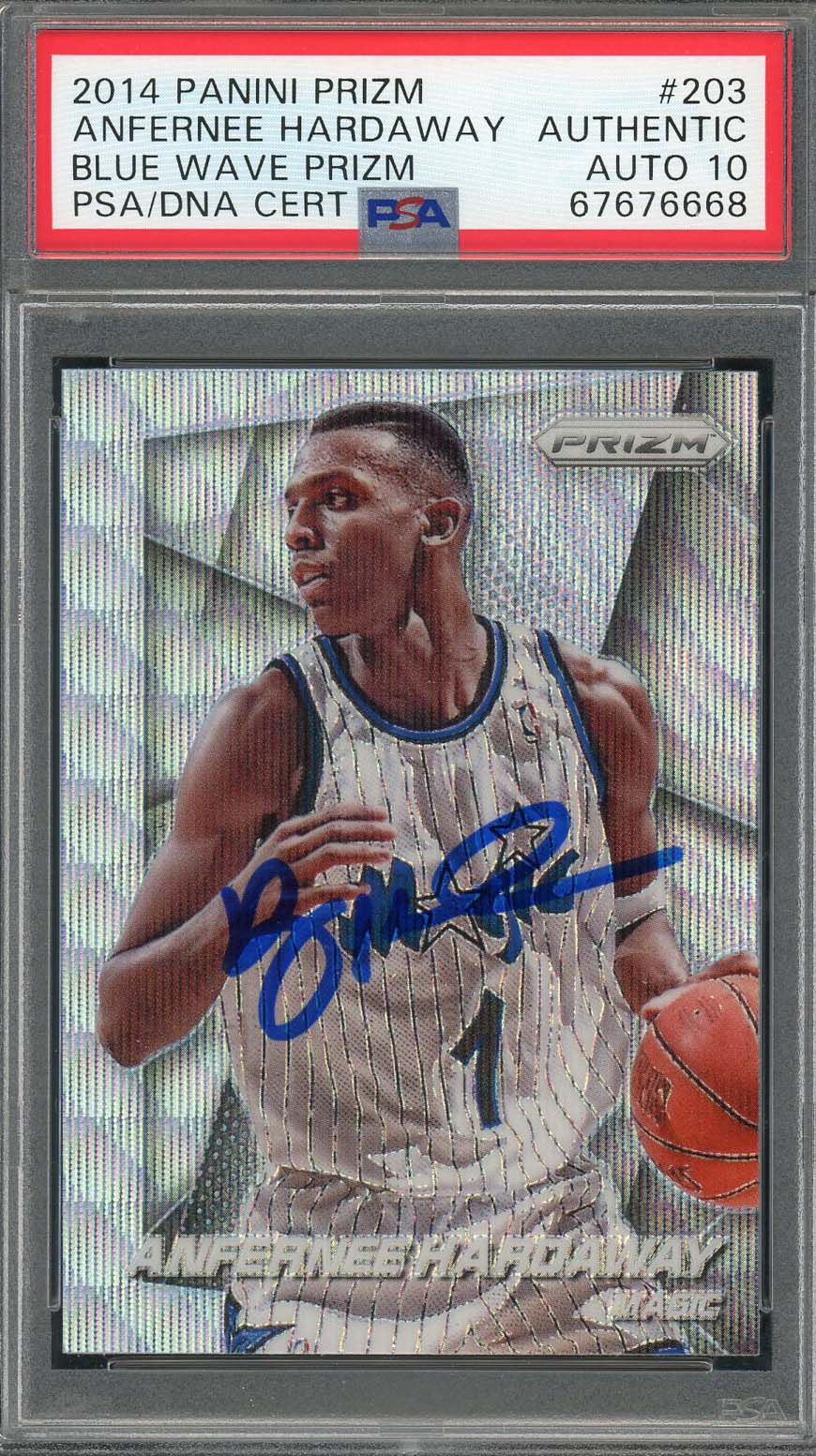 Anfernee Hardaway 2014 Panini Blue Wave Prizm Signed Card 203 Auto Graded PSA 10 Anfernee Hardaway 2014 Panini Blue Wave Prizm Signed Card 203 Auto Graded PSA 10