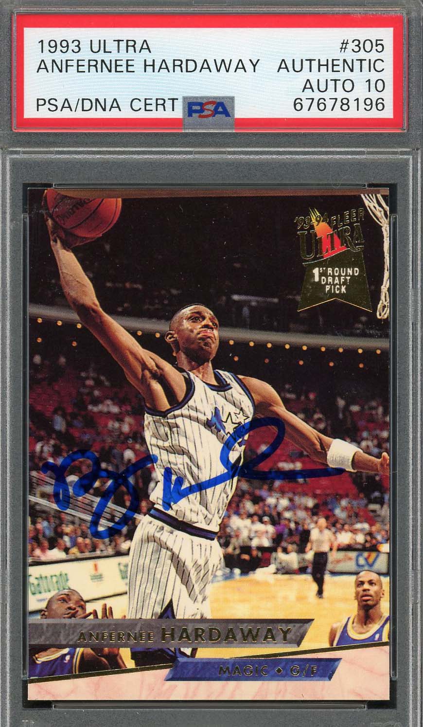 Anfernee Penny Hardaway 1993 Fleer Ultra Signed Rookie Card #305 Auto PSA 10