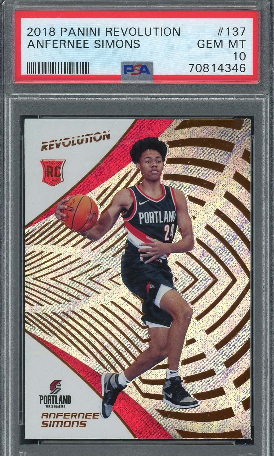Anfernee Simons 2018 Panini Revolution Rookie Card #137 Graded PSA 10