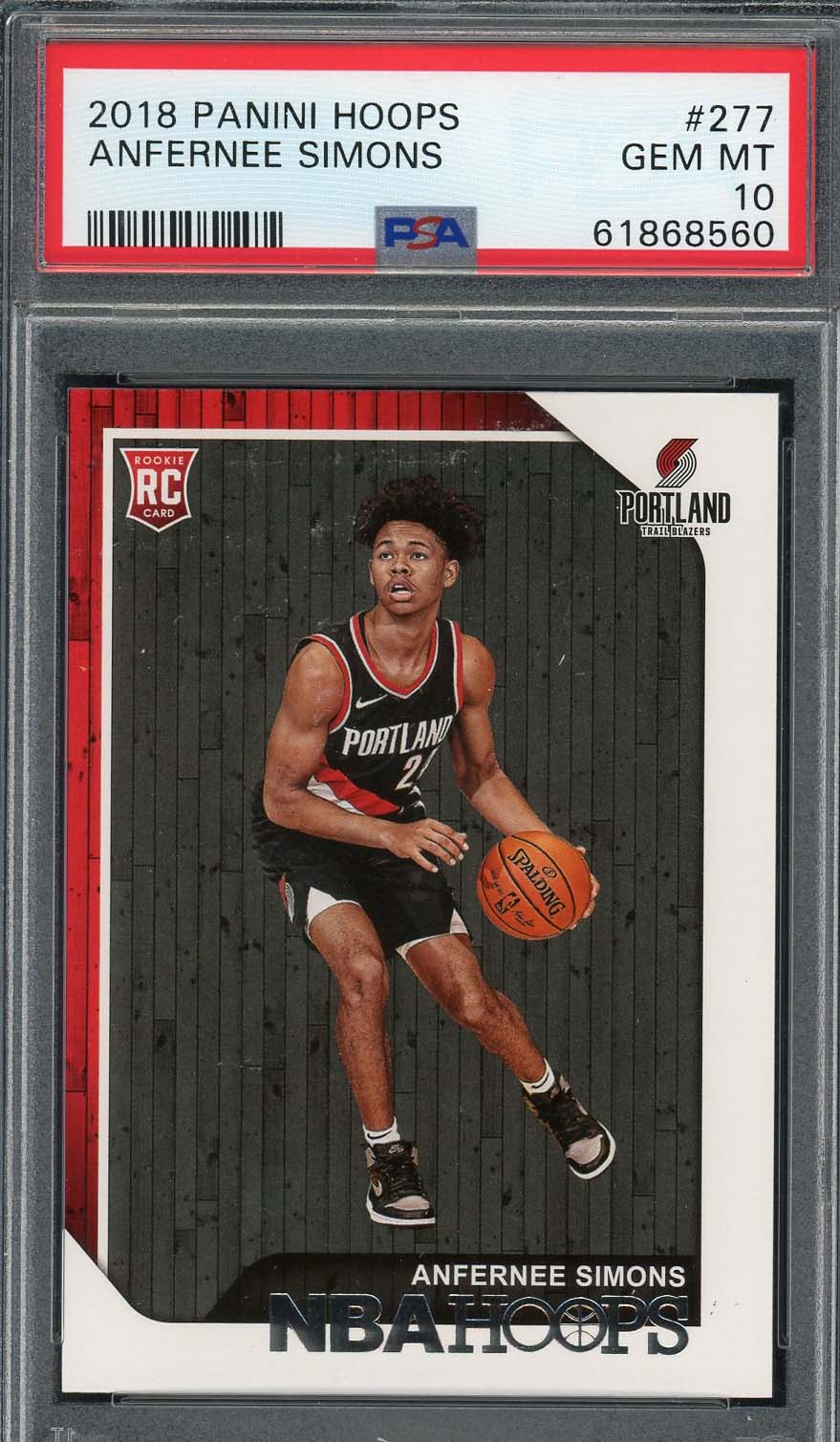 Anfernee Simons 2018 Panini Hoops Basketball Rookie Card RC #277 Graded PSA 10 Anfernee Simons 2018 Panini Hoops Basketball Rookie Card RC #277 Graded PSA 10