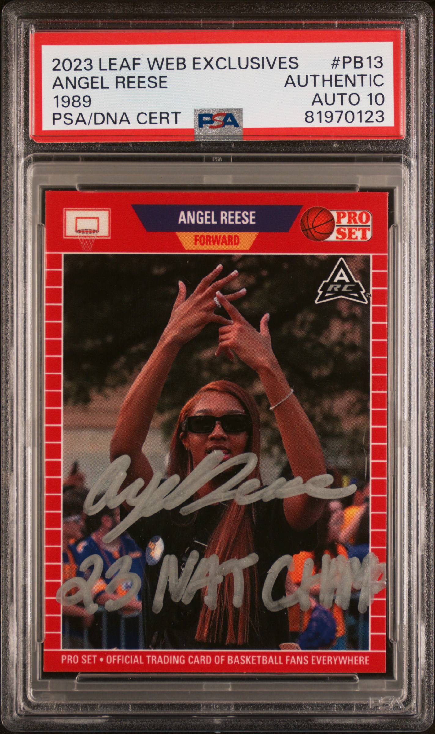 Angel Reese 2023 Leaf Web Signed Rookie Card #PB13 Auto Graded PSA 10 81970123