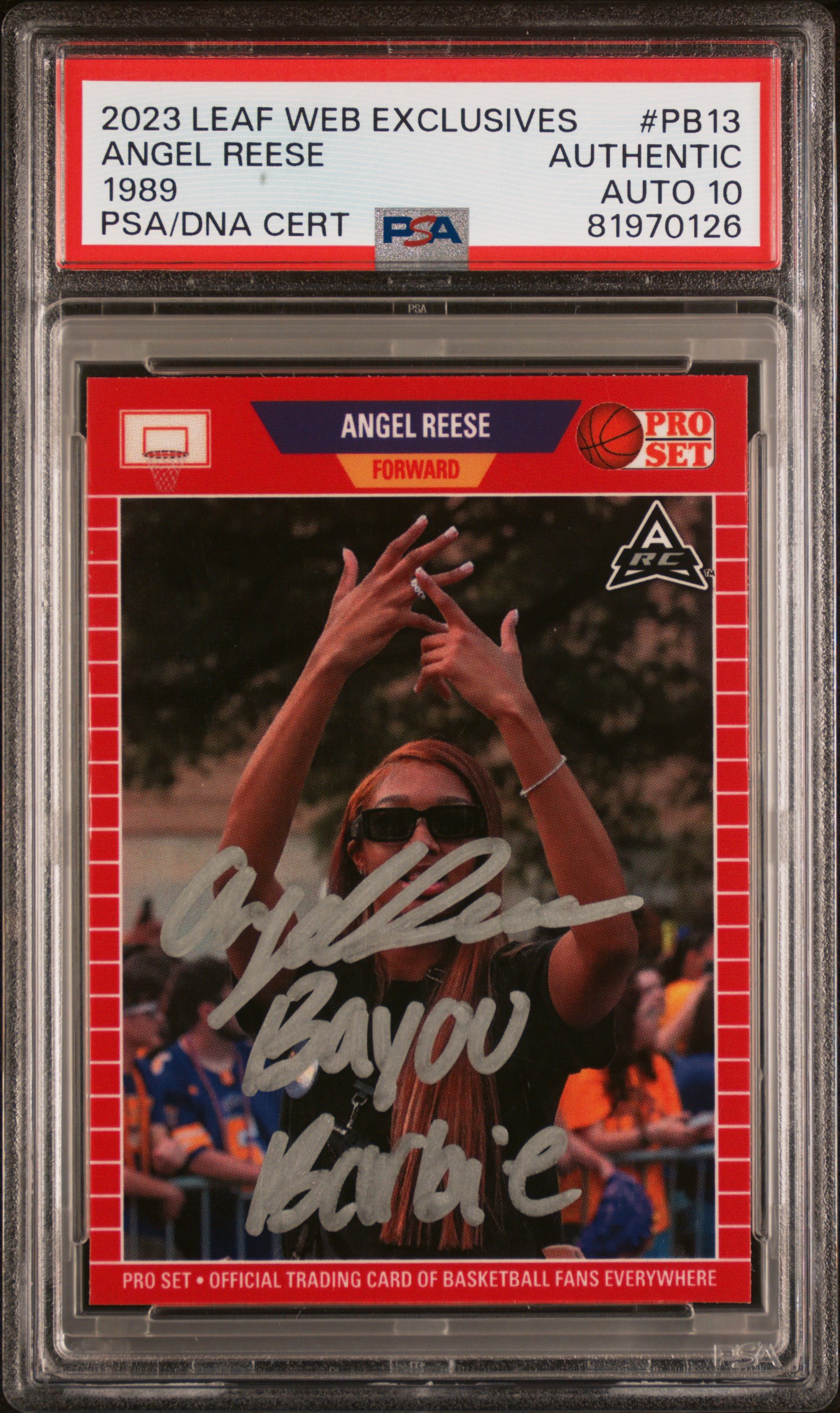 Angel Reese 2023 Leaf Web Signed Rookie Card #PB13 Auto Graded PSA 10 81970126