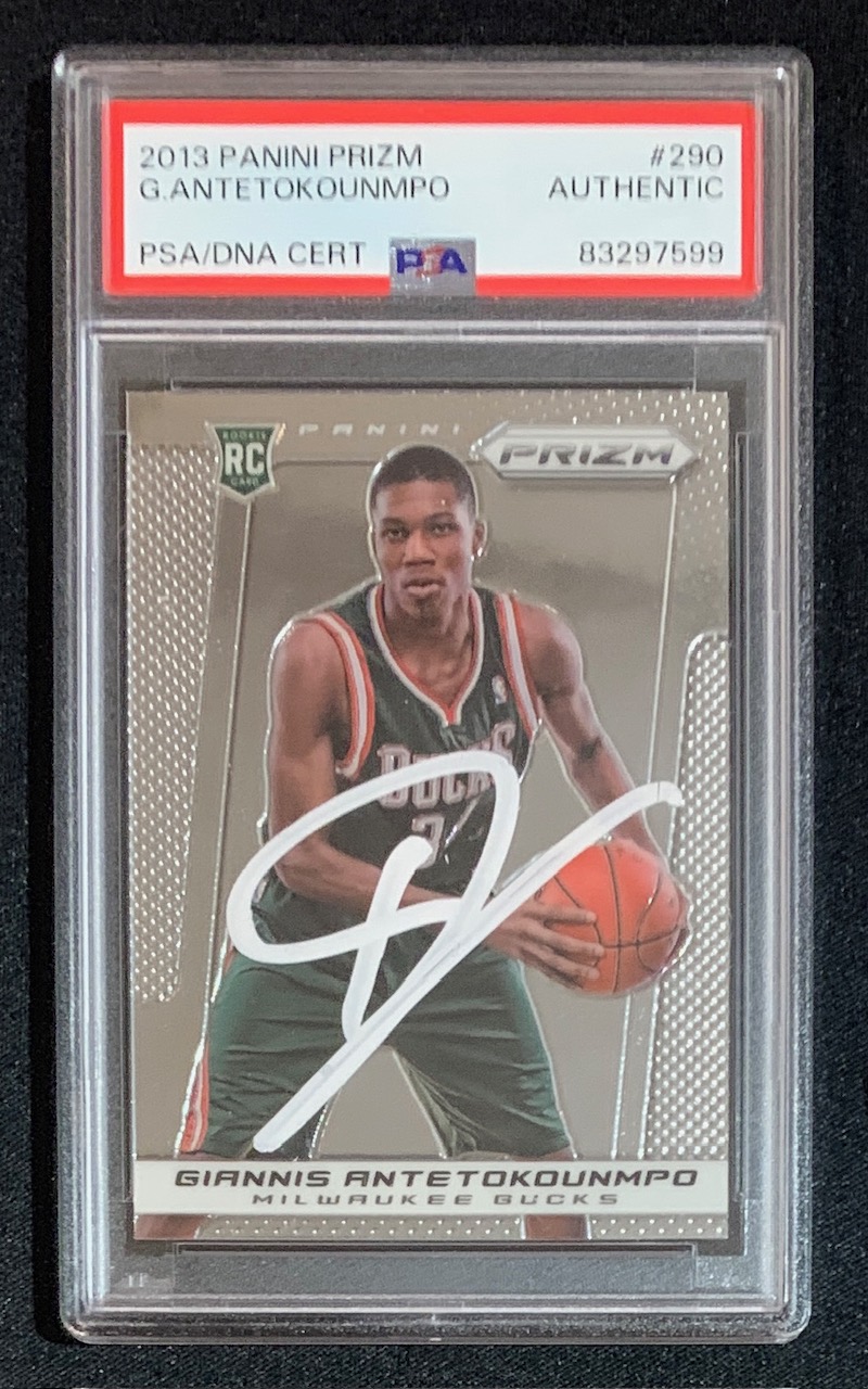 Giannis Antetokounmpo 2013 Panini Prizm Signed Rookie Card #290 Auto PSA 7599