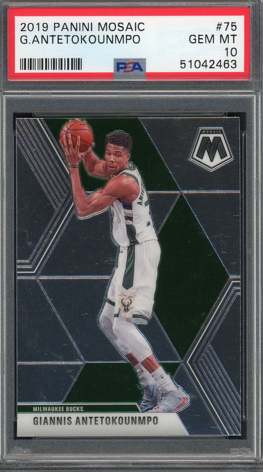Giannis Antetokounmpo 2019 Panini Mosaic Basketball Card #75 PSA 10 Giannis Antetokounmpo 2019 Panini Mosaic Basketball Card #75 PSA 10