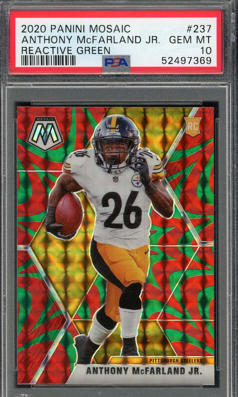 Anthony McFarland Jr 2020 Panini Mosaic Reactive Green Rookie Card #237 PSA 10