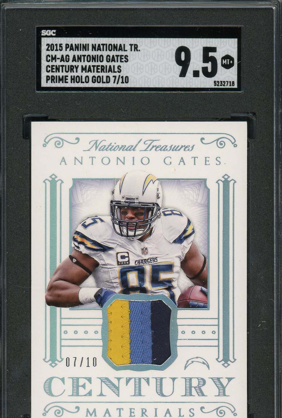 Antonio Gates 2015 Panini National Treasure Football Card #CH-AG SGC 9.5 /10