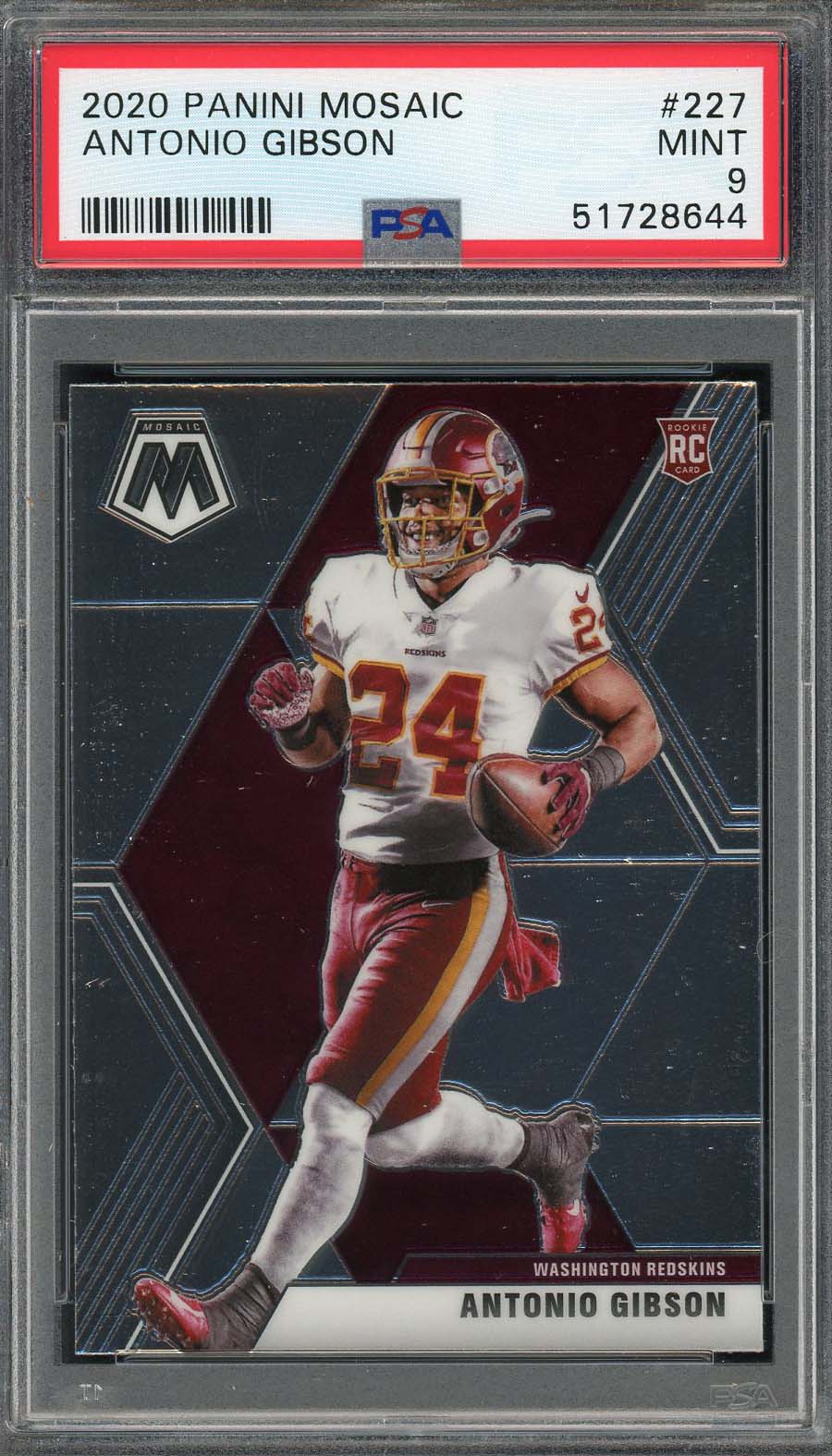 Antonio Gibson 2020 Panini Mosaic Football Rookie Card RC #227 PSA 9 Antonio Gibson 2020 Panini Mosaic Football Rookie Card RC #227 PSA 9