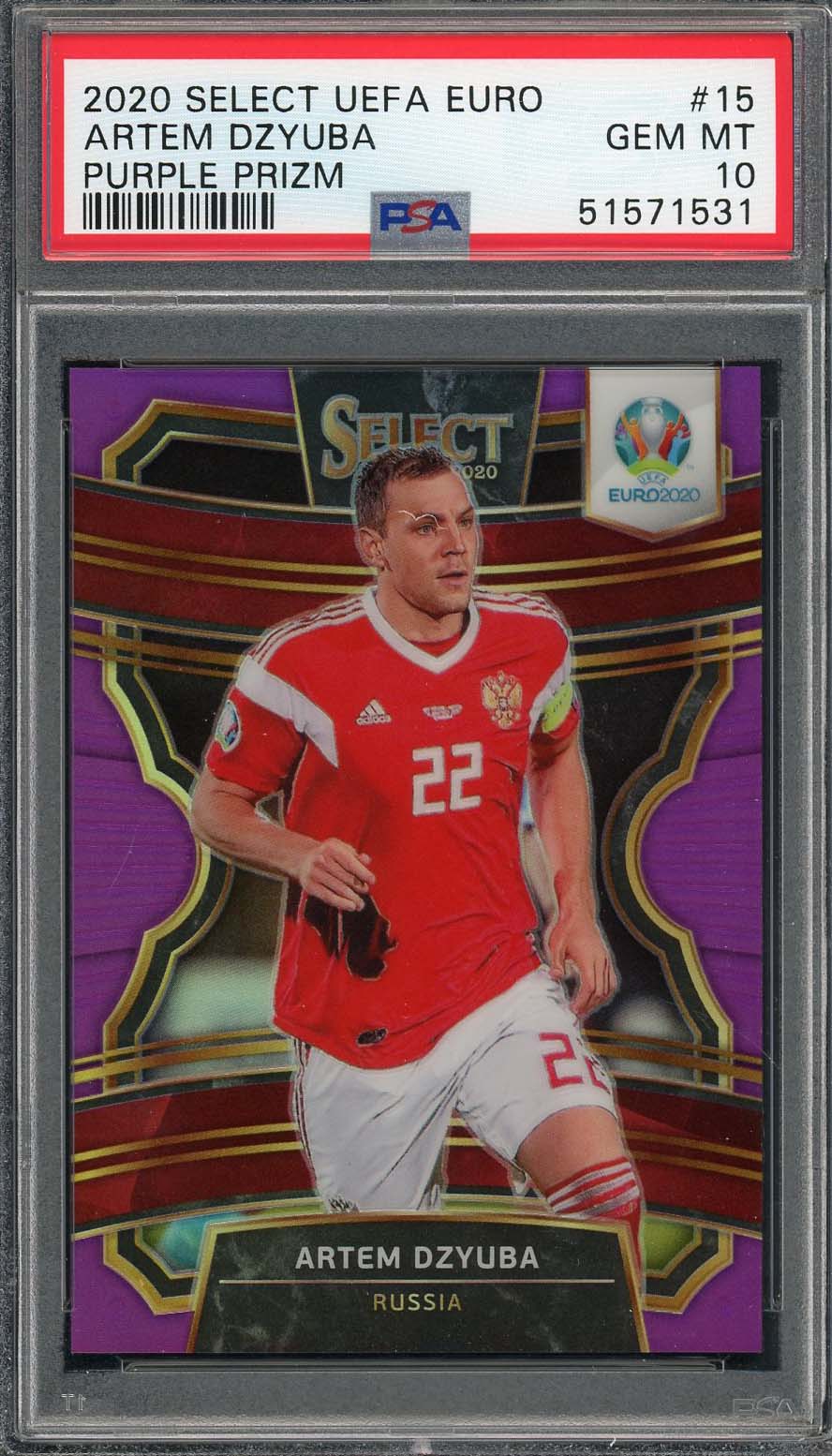 Artem Dzyuba 2020 Select UEFA Euro Purple Prizm Card #15 PSA 10 /79 Artem Dzyuba 2020 Select UEFA Euro Purple Prizm Card #15 PSA 10 /79