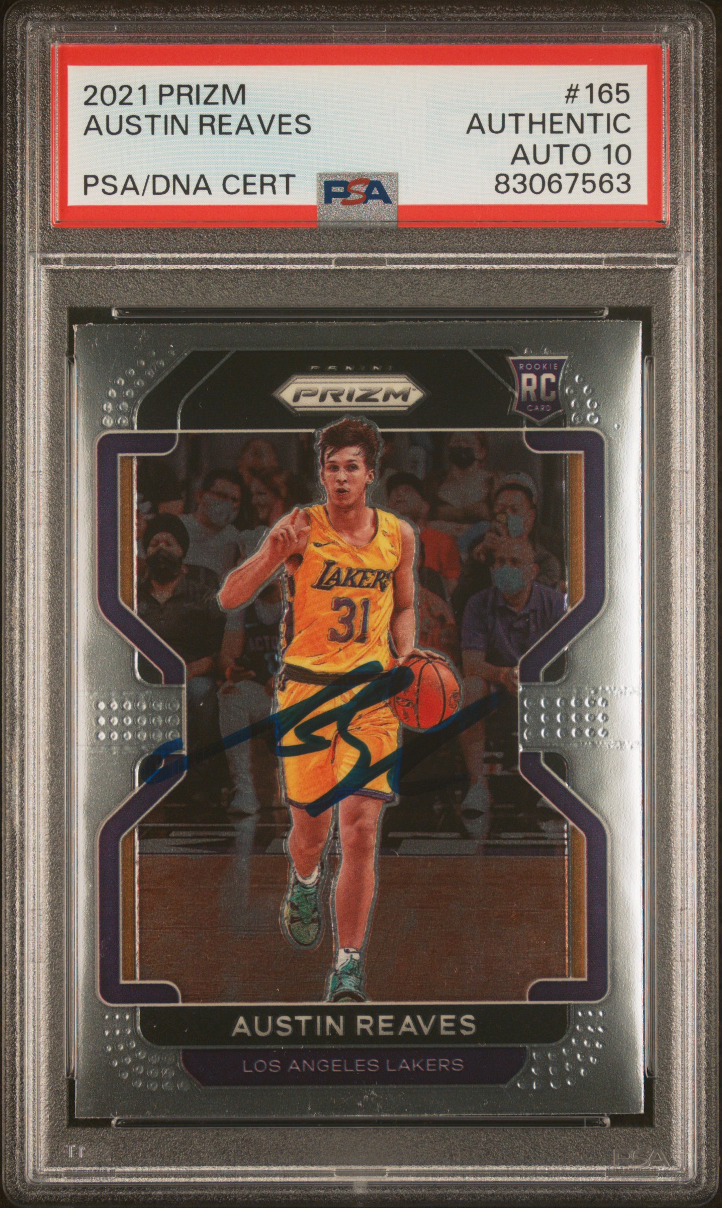 Austin Reaves 2021 Panini Prizm Signed Rookie Card #165 Auto Graded PSA 10 67563