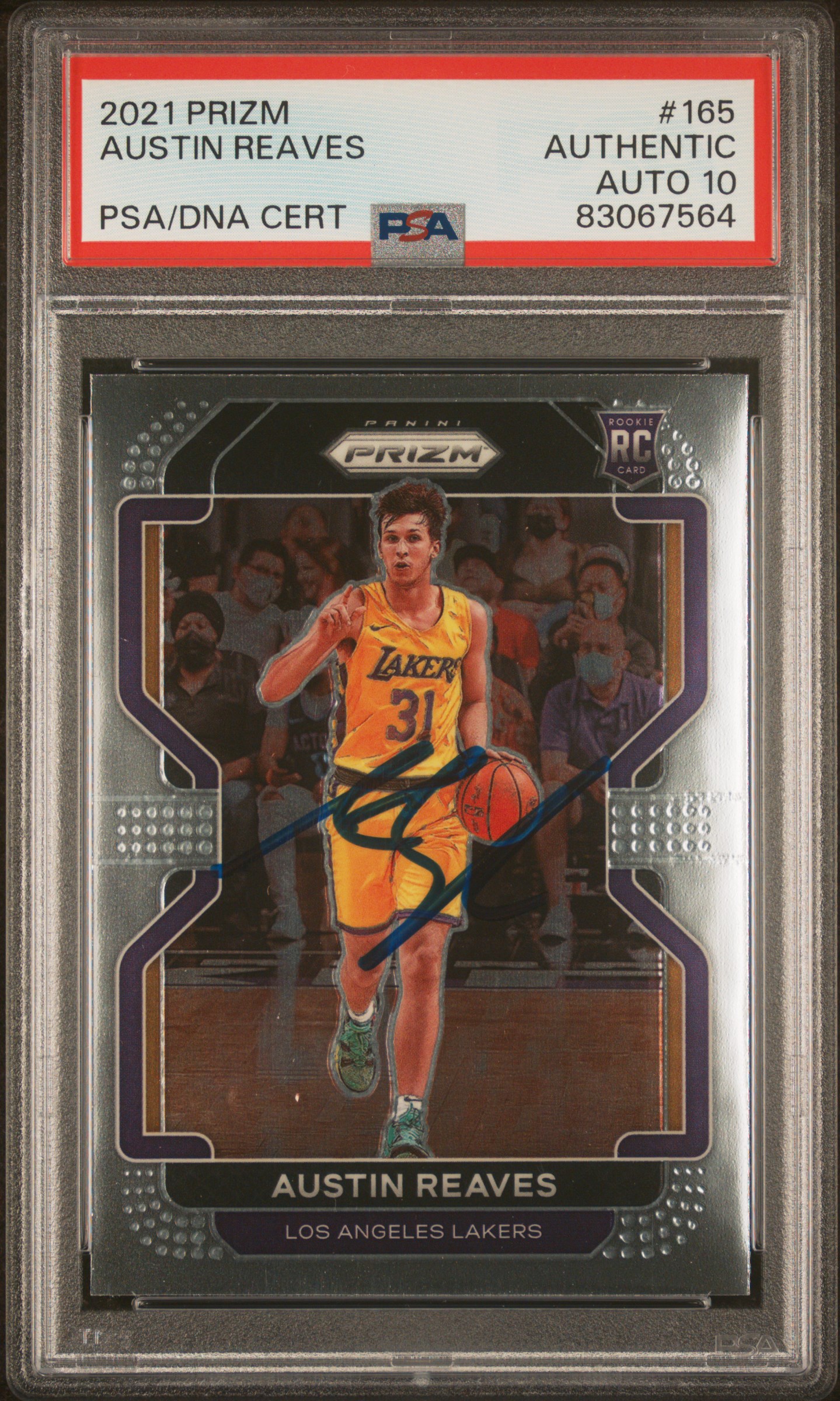 Austin Reaves 2021 Panini Prizm Signed Rookie Card #165 Auto Graded PSA 10 67564
