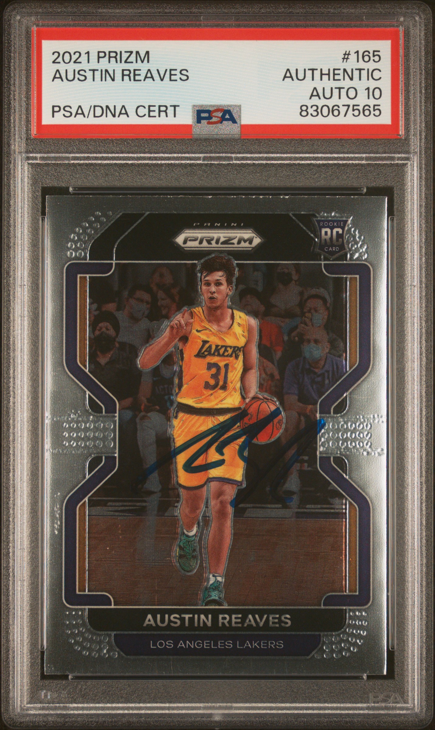Austin Reaves 2021 Panini Prizm Signed Rookie Card #165 Auto Graded PSA 10 67565