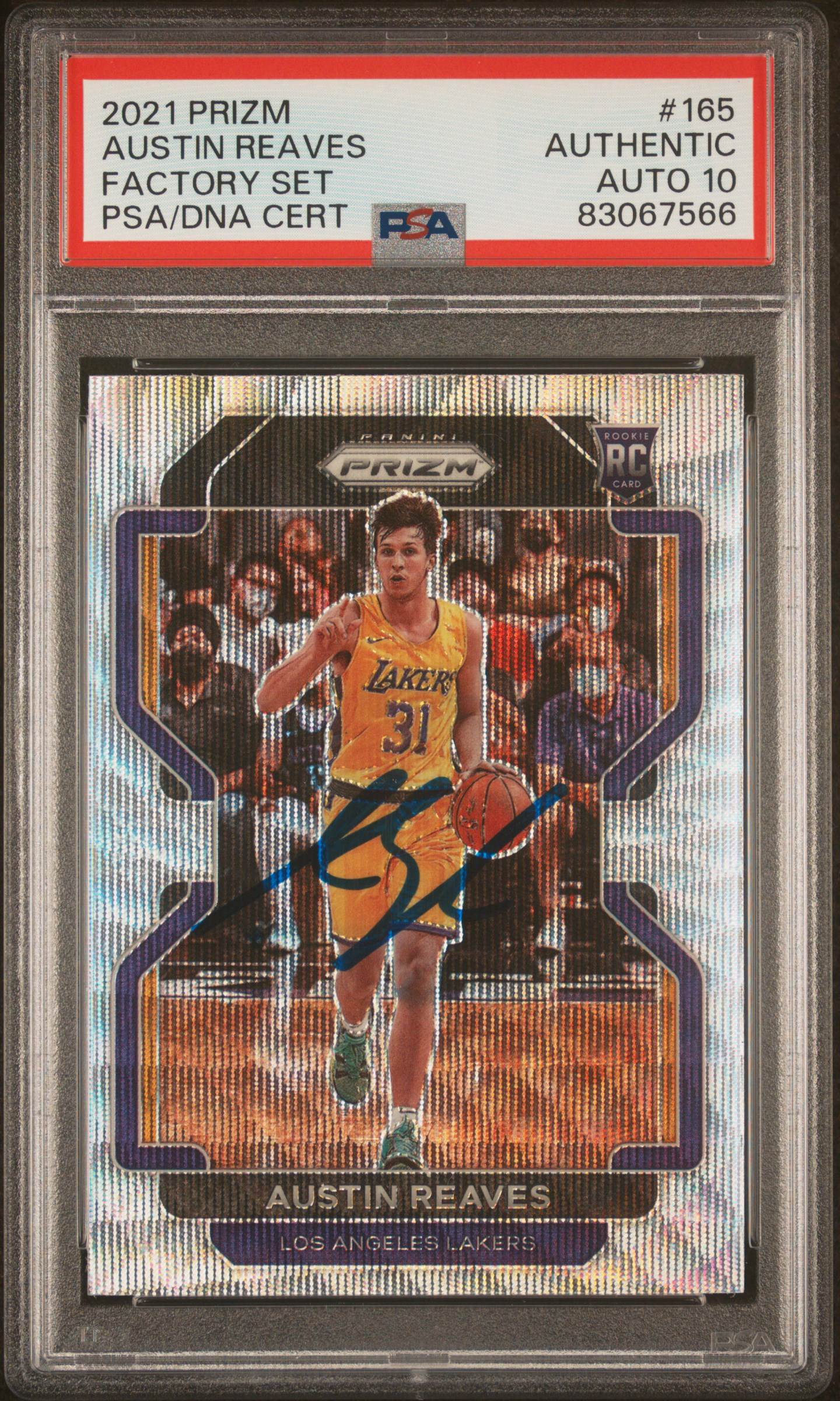Austin Reaves 2021 Panini Prizm Factory Set Signed Rookie Card #165 Auto PSA 10