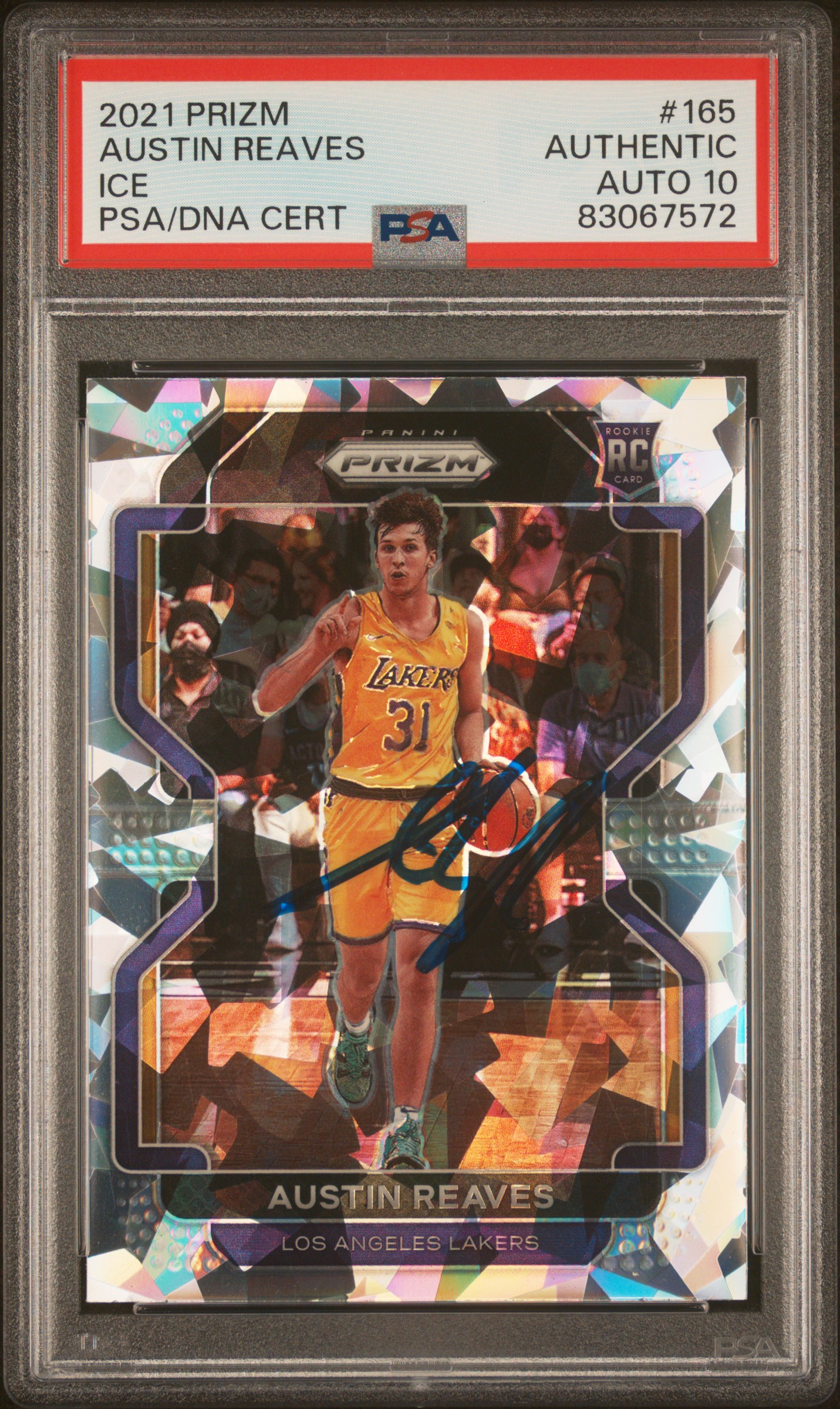 Austin Reaves 2021 Panini Prizm Ice Signed Rookie Card #165 Auto PSA 10 83067572