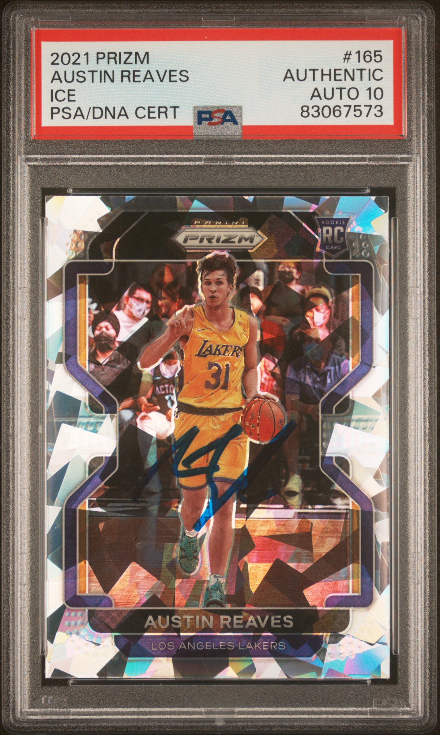 Austin Reaves 2021 Panini Prizm Ice Signed Rookie Card #165 Auto PSA 10 83067573