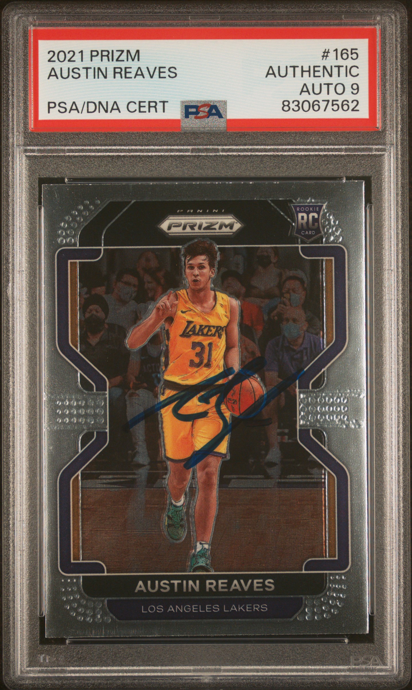 Austin Reaves 2021 Panini Prizm Signed Rookie Card #165 Auto Graded PSA 9 067562