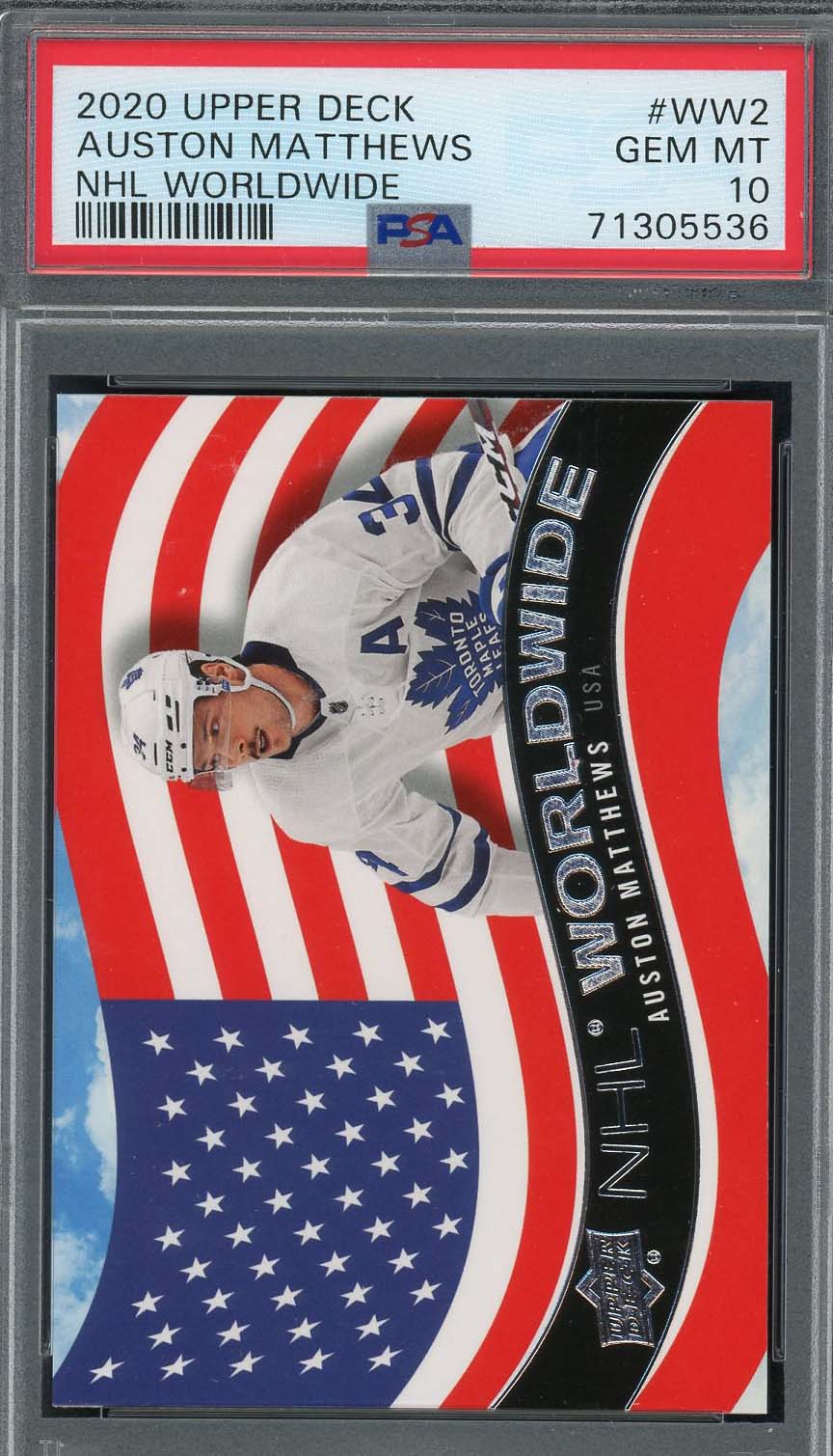 Auston Matthews 2020 Upper Deck NHL Worldwide Hockey Card #WW2 Graded PSA 10