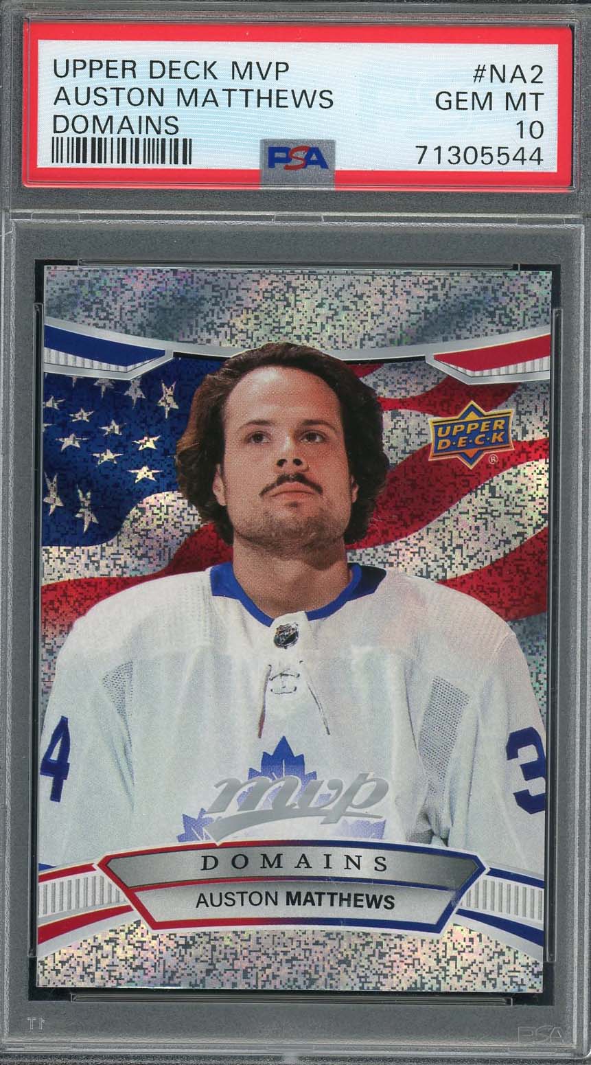 Auston Matthews 2022 Upper Deck MVP Domains Hockey Card #NA2 Graded PSA 10