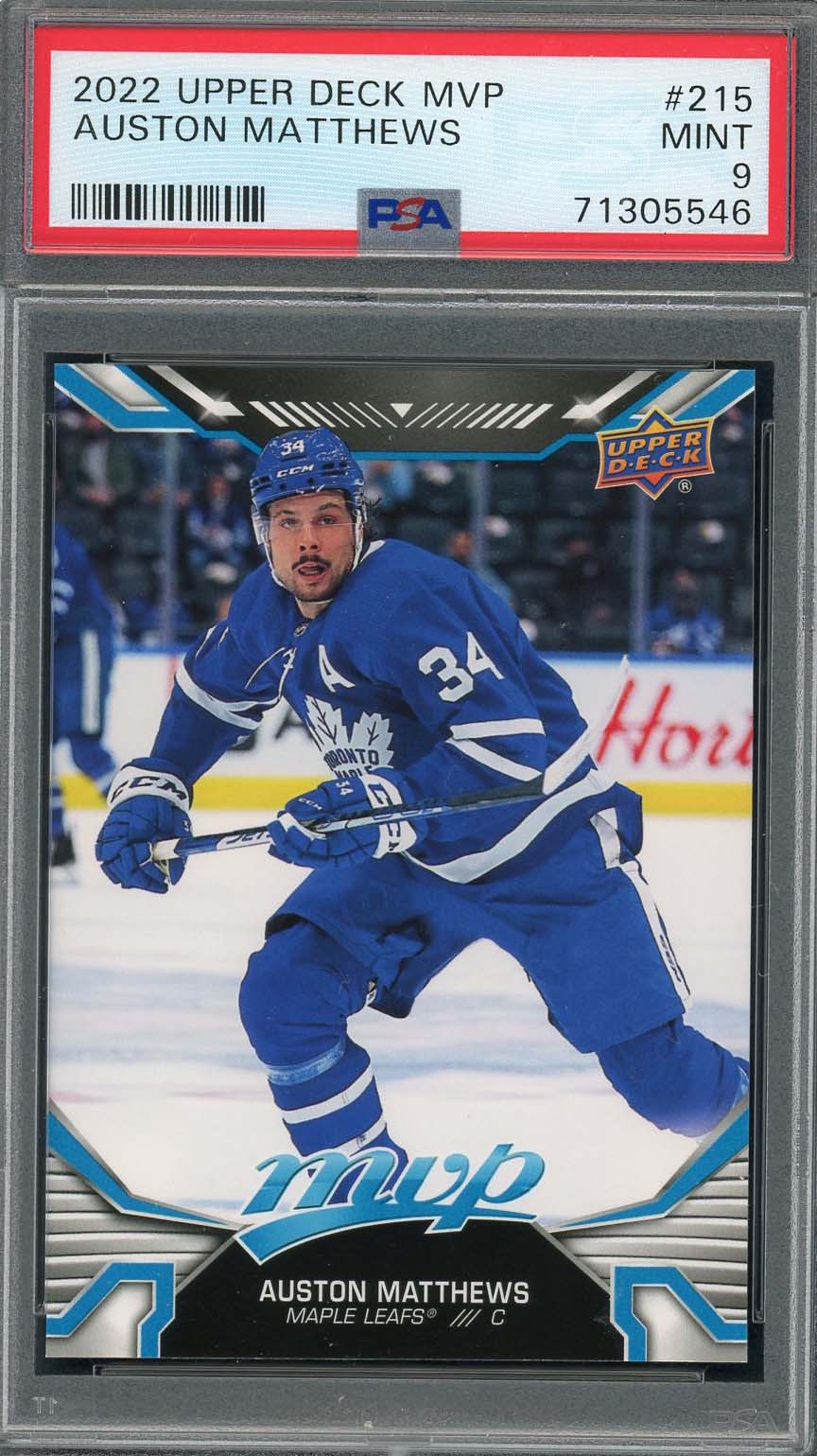 Auston Matthews 2022 Upper Deck MVP Hockey Card #215 Graded PSA 9