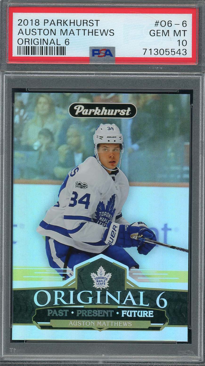 Auston Matthews 2018 Upper Deck Parkhurst Original 6 Card #O6-6 Graded PSA 10