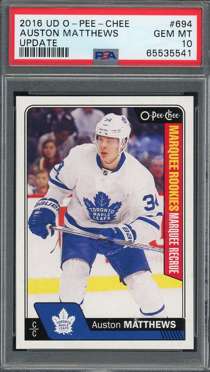 Auston Matthews 2016 Upper Deck O-Pee-Chee Update Rookie Card #694 Graded PSA 10 Auston Matthews 2016 Upper Deck O-Pee-Chee Update Rookie Card #694 Graded PSA 10