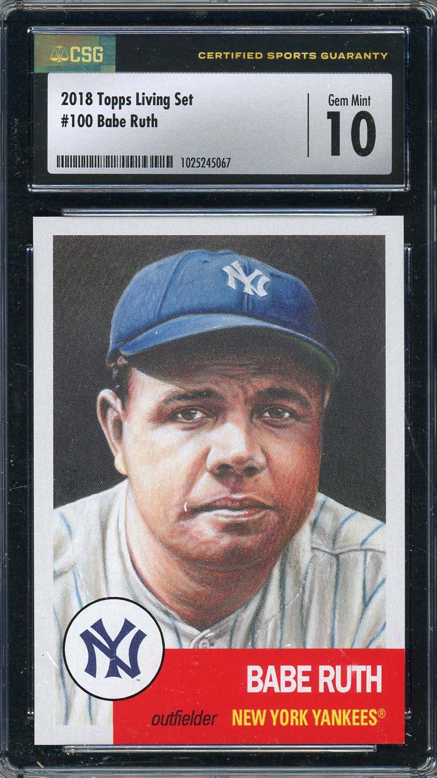 Babe Ruth 2018 Topps Living Baseball Card #100 Graded New CSG 10 Babe Ruth 2018 Topps Living Baseball Card #100 Graded New CSG 10