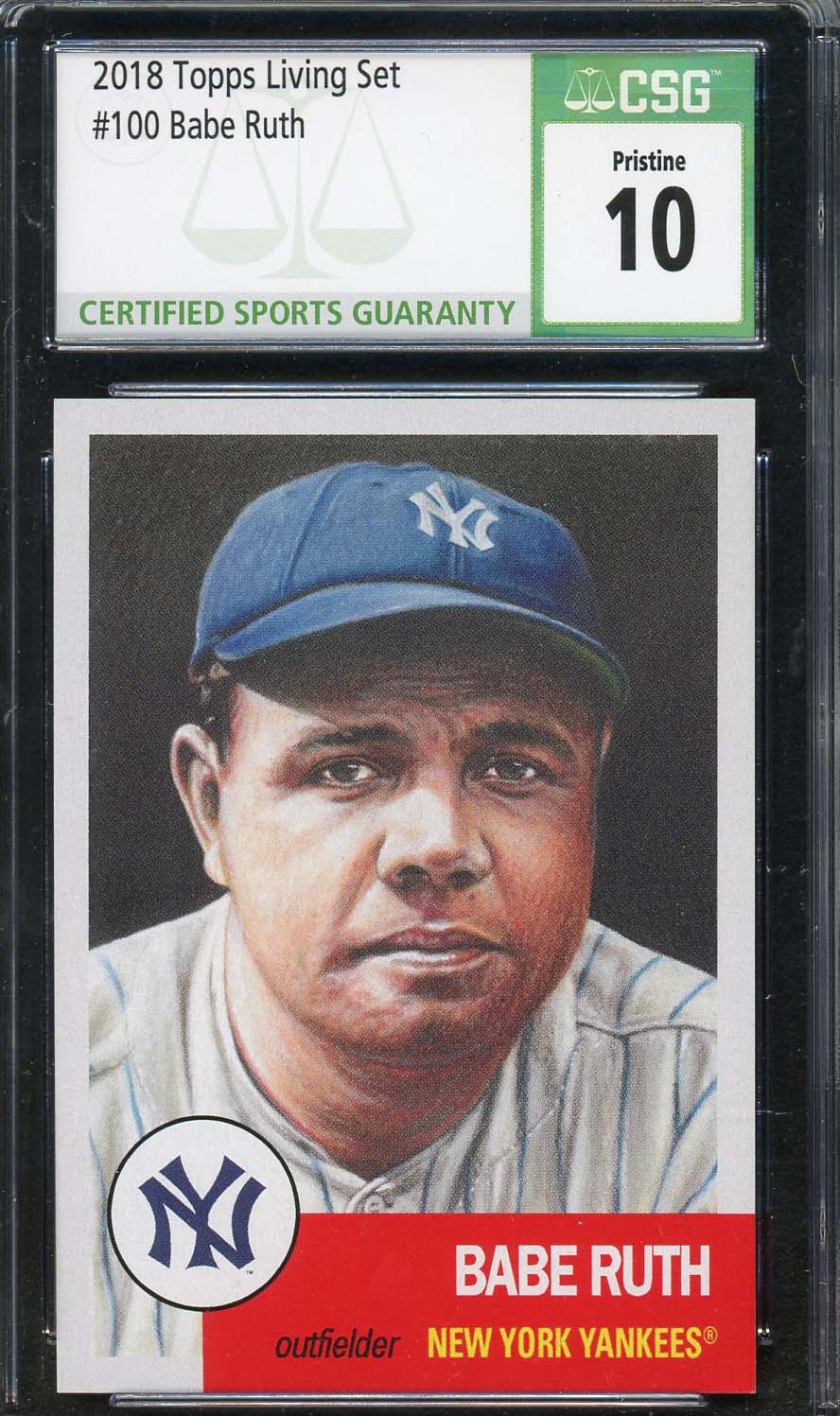 Babe Ruth 2018 Topps Living Baseball Card #100 Graded CSG 10 Babe Ruth 2018 Topps Living Baseball Card #100 Graded CSG 10