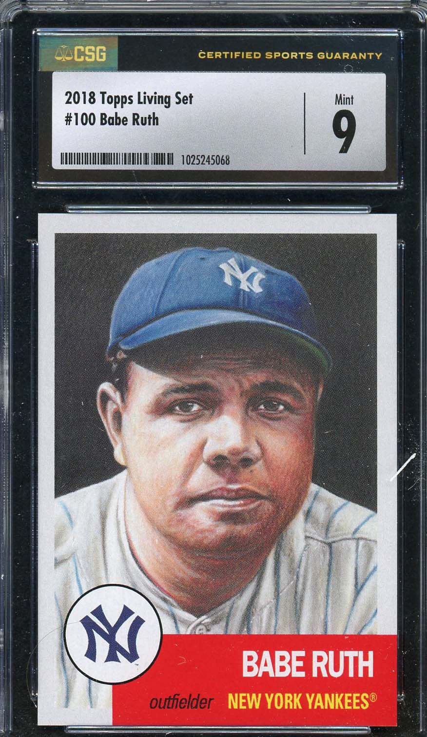 Babe Ruth 2018 Topps Living Baseball Card #100 Graded CSG 9 Babe Ruth 2018 Topps Living Baseball Card #100 Graded CSG 9