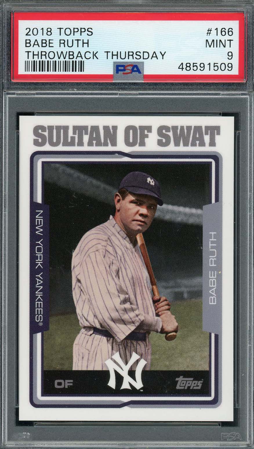Babe Ruth 2018 Topps Throwback Thursday Baseball Card #166 Graded PSA 9