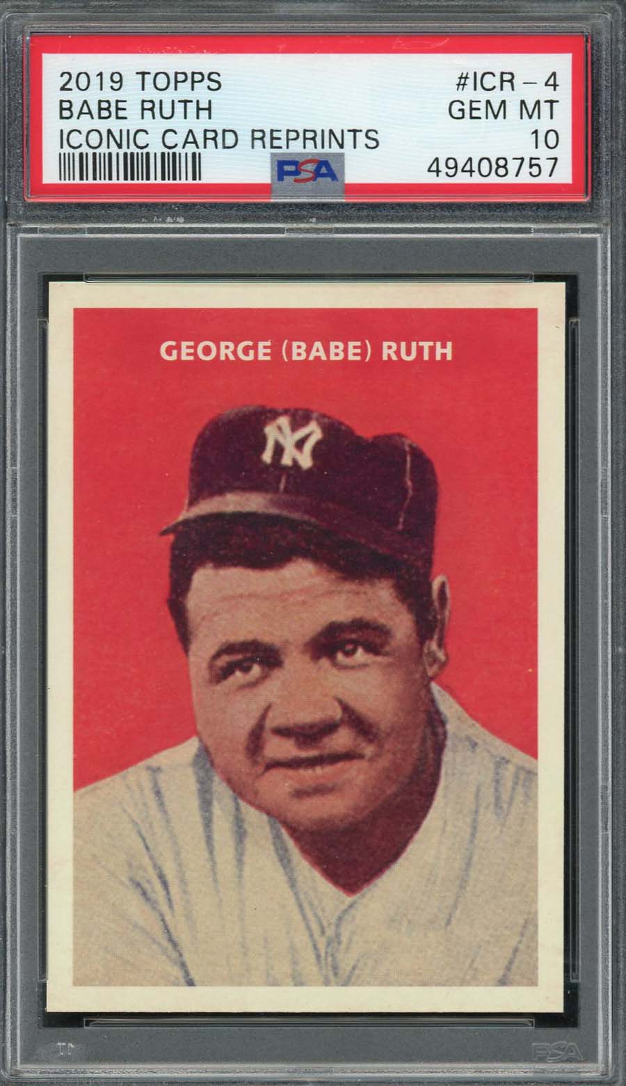 Babe Ruth 2019 Topps Iconic Card Baseball Card #ICR-4 Graded PSA 10