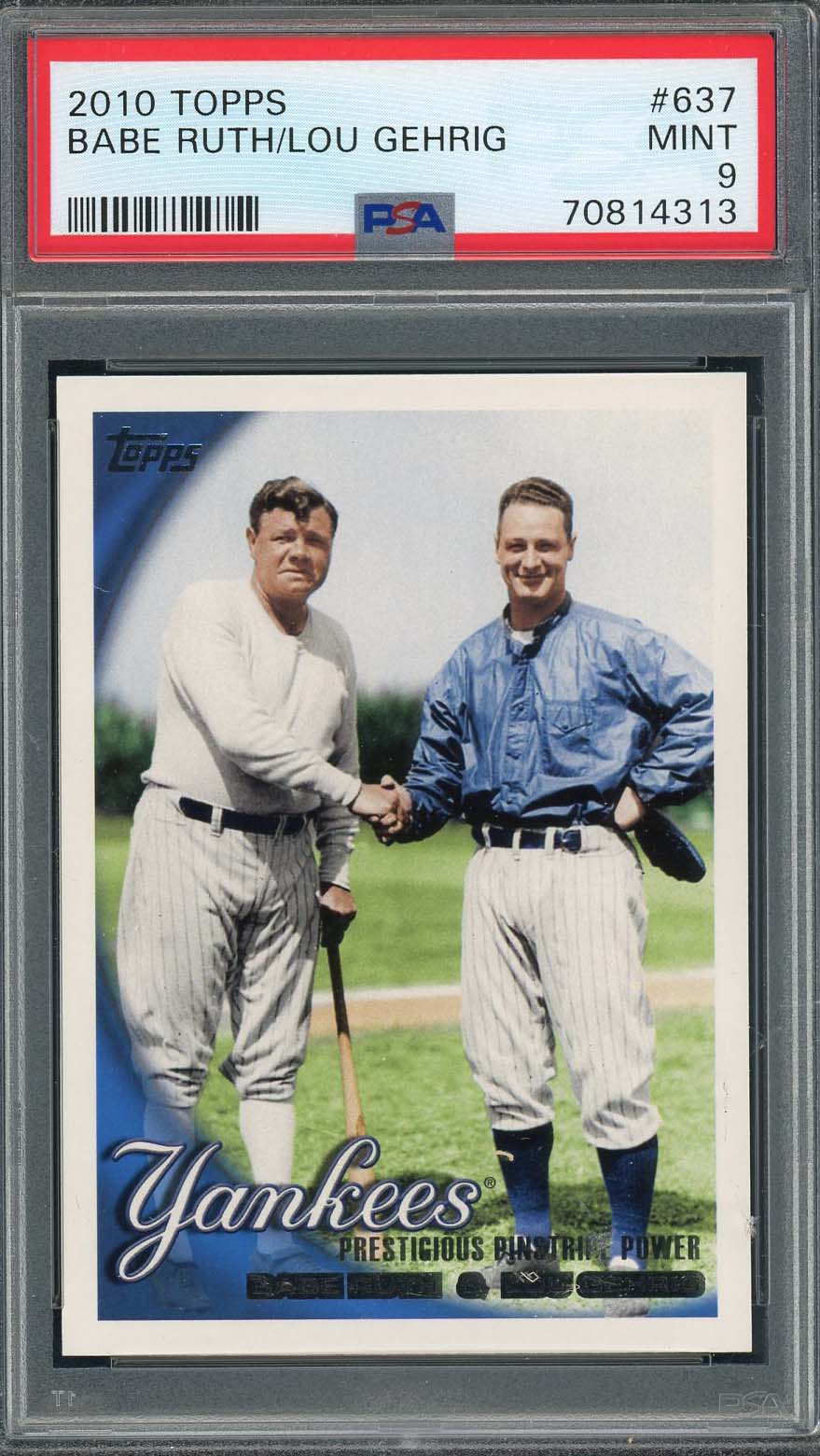 Babe Ruth Lou Gehrig 2010 Topps Baseball Card #637 Graded PSA 9