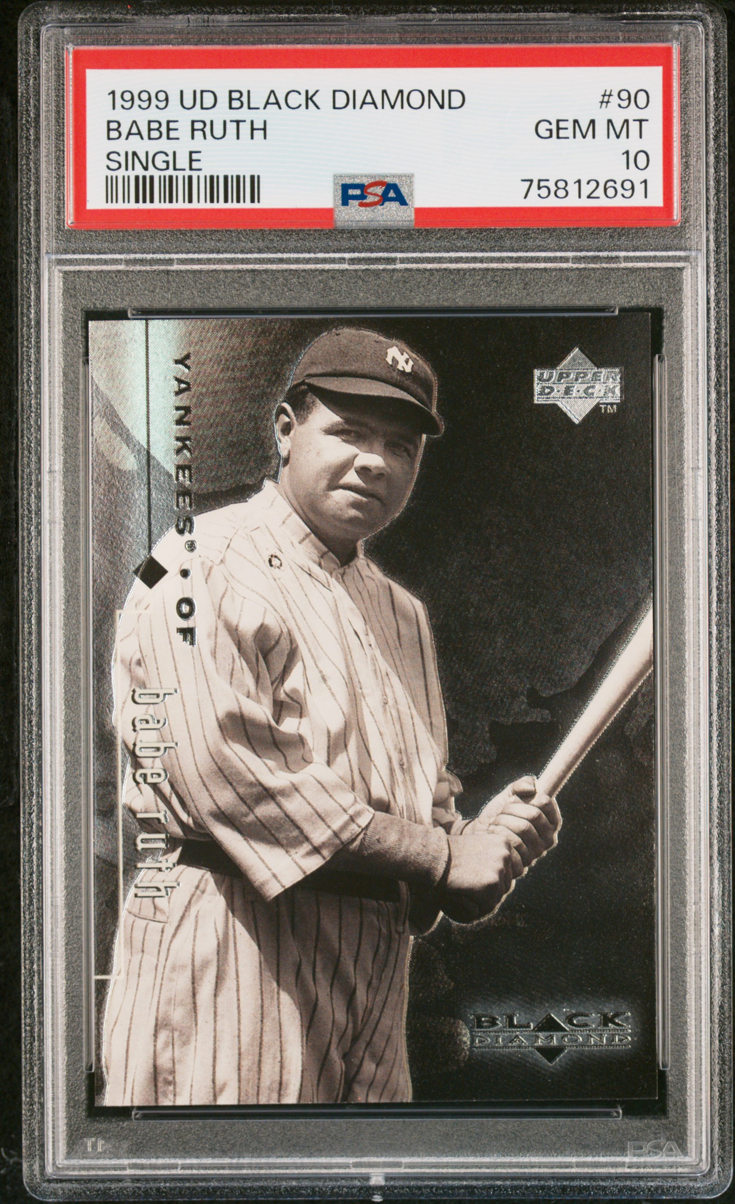 Babe Ruth 1999 Upper Deck Black Diamond Single Baseball Card #90 Graded PSA 10