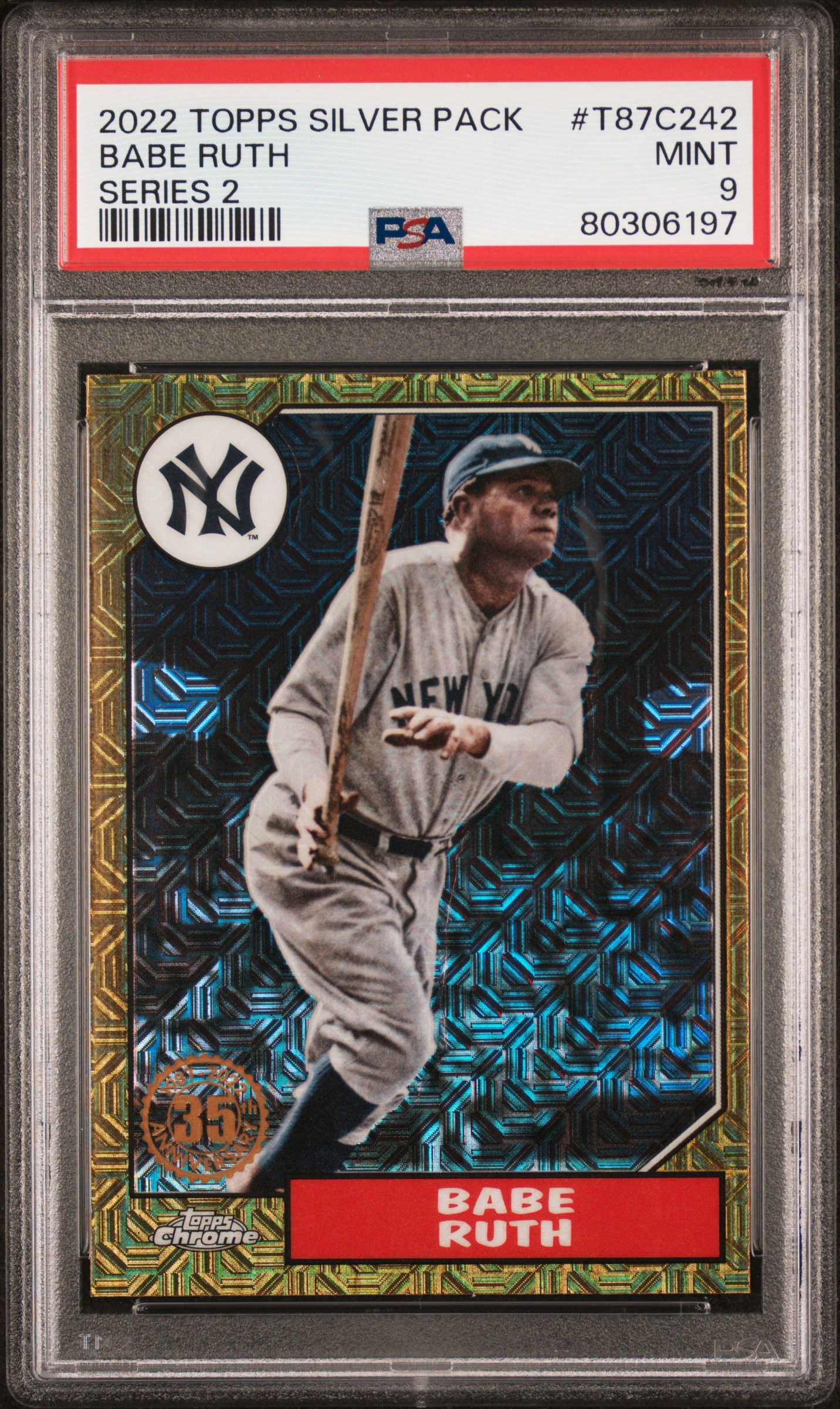 Babe Ruth 2022 Topps Silver Pack Series 2 Baseball Card #T87C242 Graded PSA 9