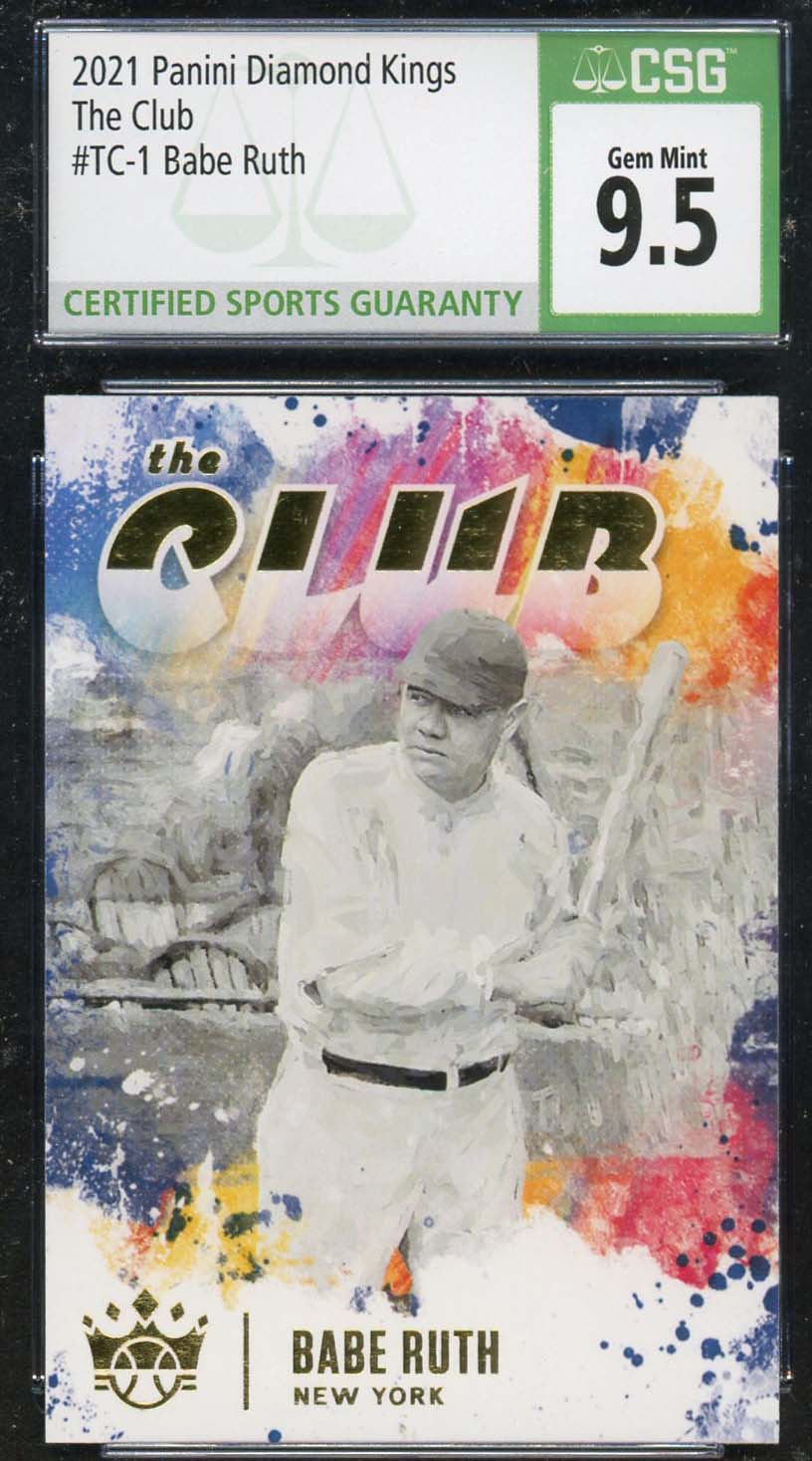 Babe Ruth 2021 Panini Diamond Kings The Club Baseball Card #TC-1 Graded CSG 9.5 Babe Ruth 2021 Panini Diamond Kings The Club Baseball Card #TC-1 Graded CSG 9.5
