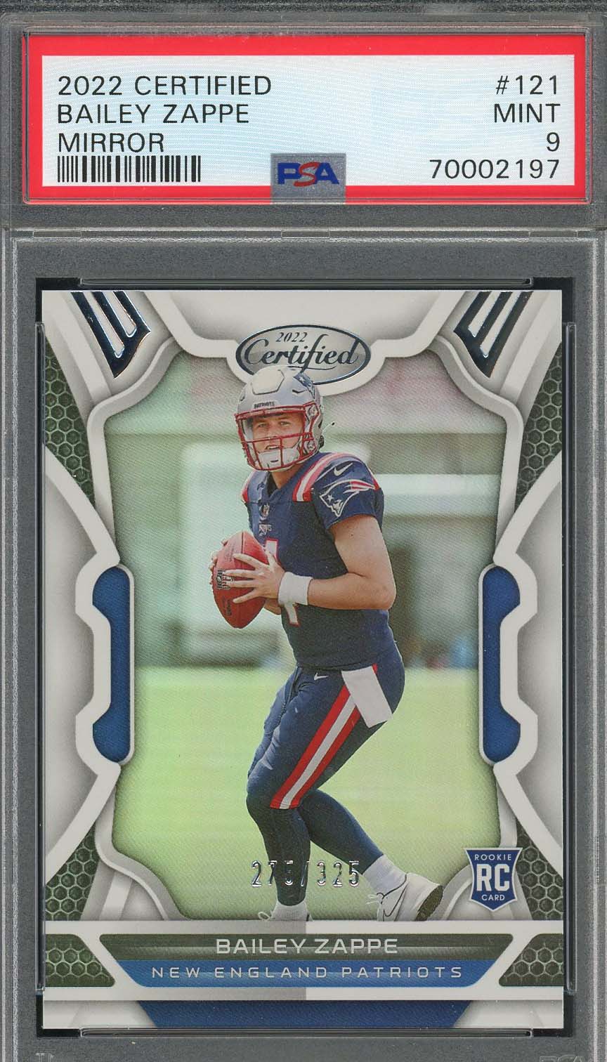 Bailey Zappe 2022 Panini Certified Mirror Rookie Card #121 Graded PSA 9 #/325