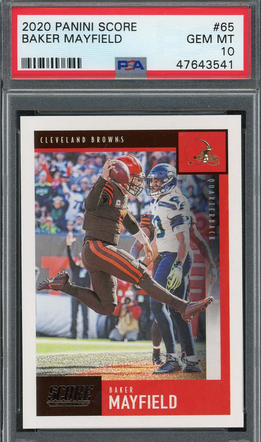 Baker Mayfield 2020 Panini Score Football Card #65 Graded PSA 10