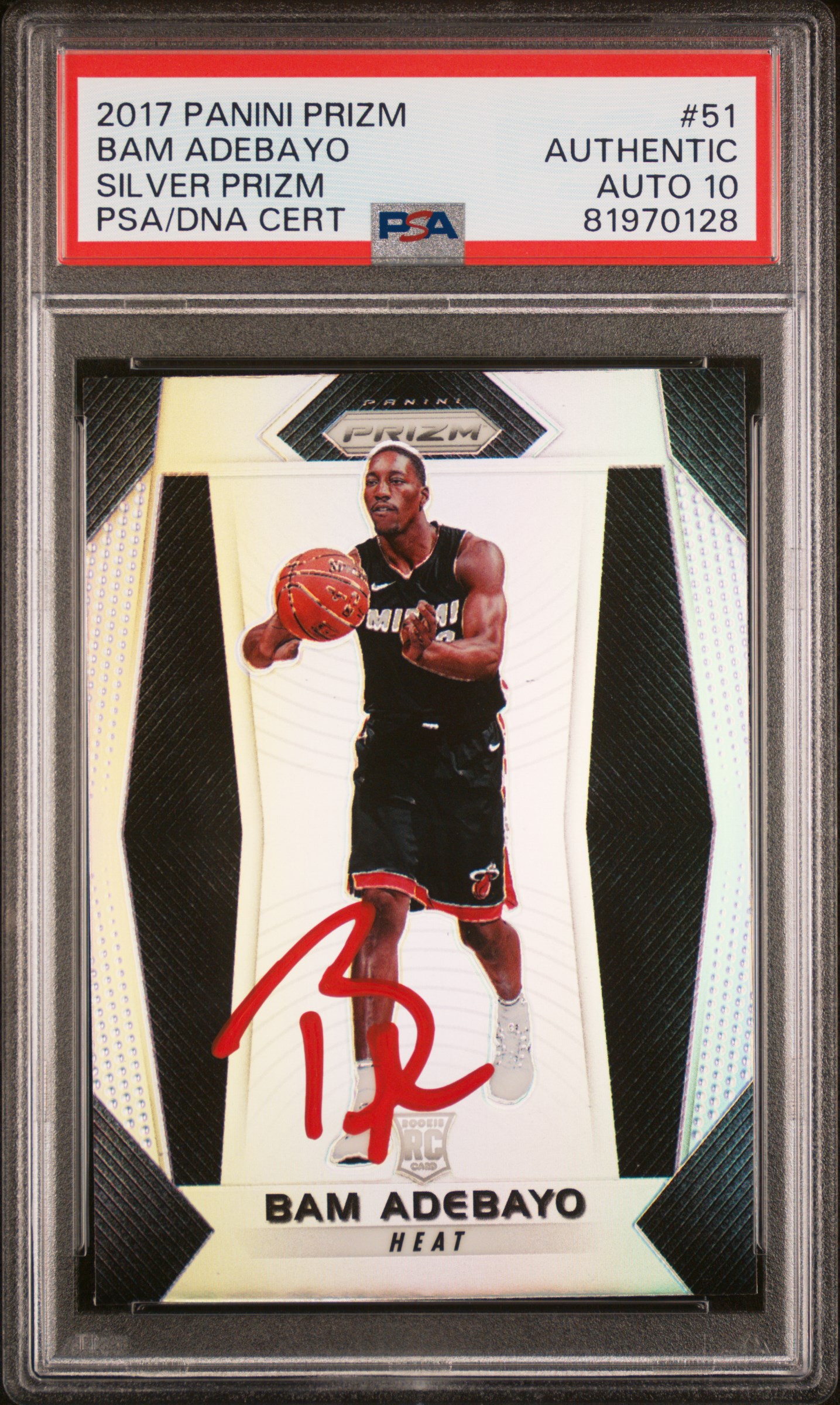 Bam Adebayo 2017 Panini Silver Prizm Signed Rookie Card #51 Auto PSA 10 81970128
