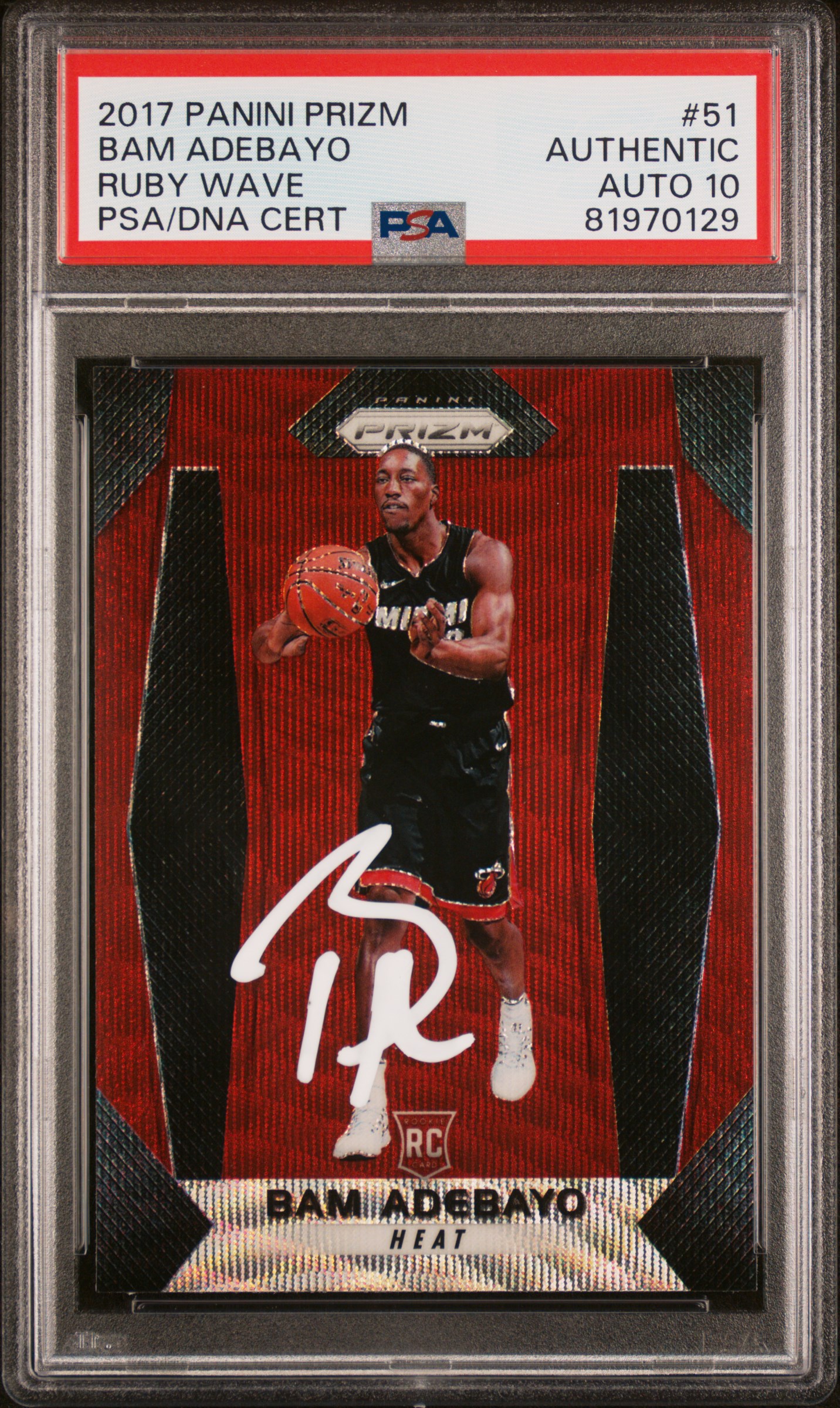 Bam Adebayo 2017 Panini Ruby Wave Red Signed Rookie Card #51 Auto PSA 10 1970129