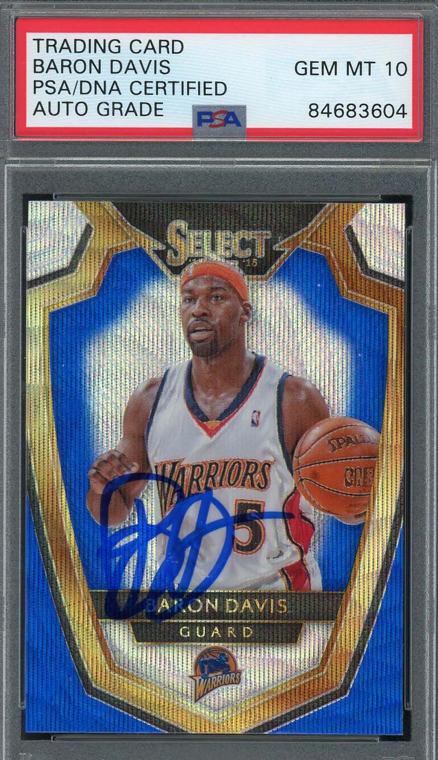 Baron Davis Autographed 2014 Panini Select Blue Silver Prizm Card #167 Auto PSA